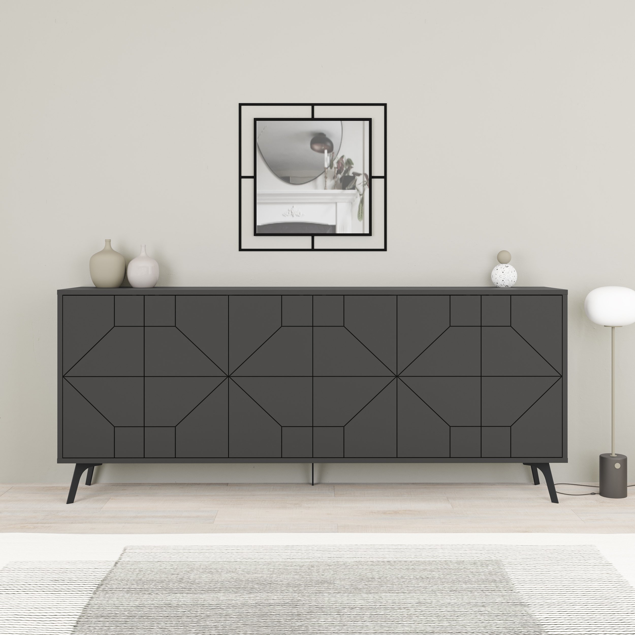 Decortie Dune 6 Sliding Door Sideboard - Anthracite