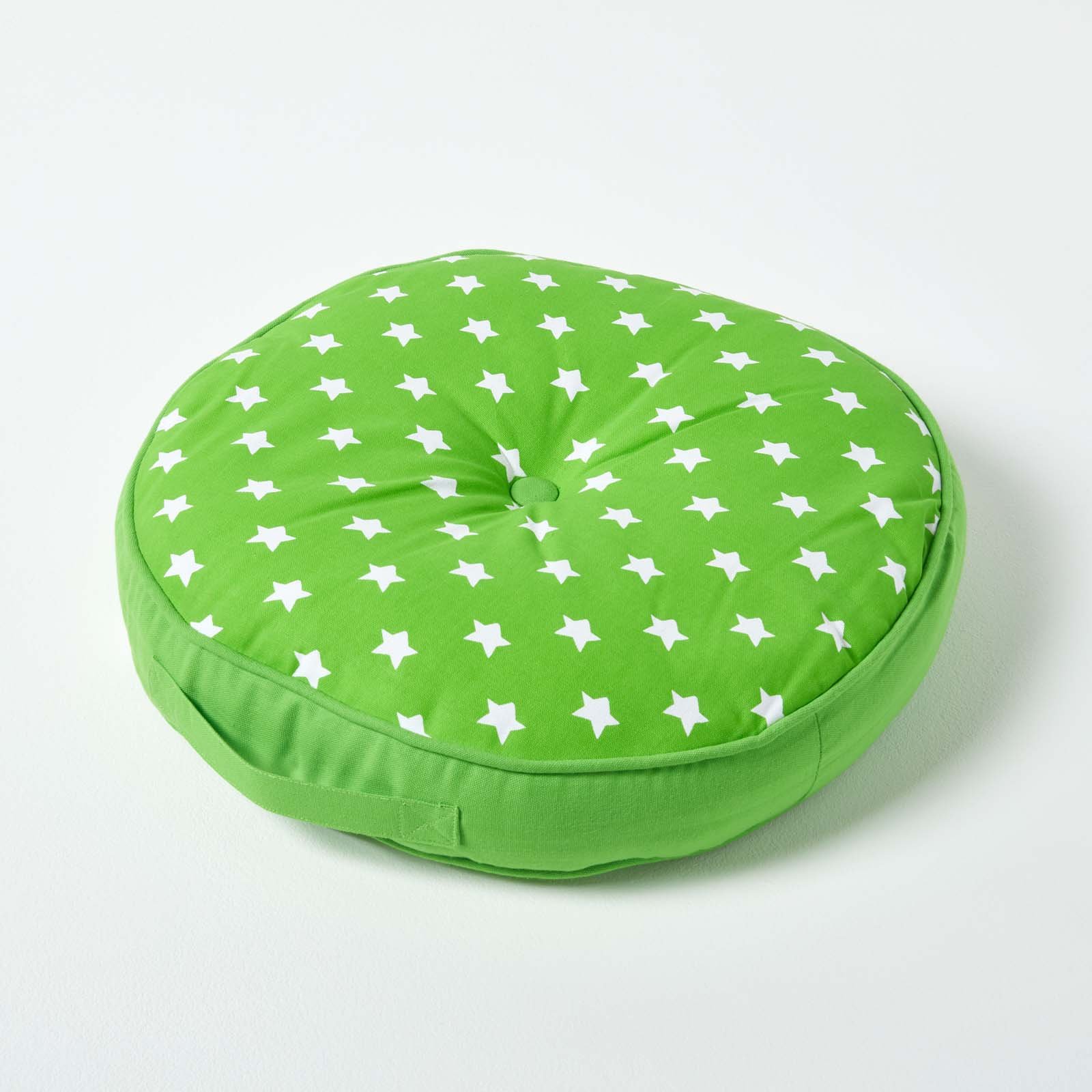 Homescapes Stars Round Floor Cushion - Green