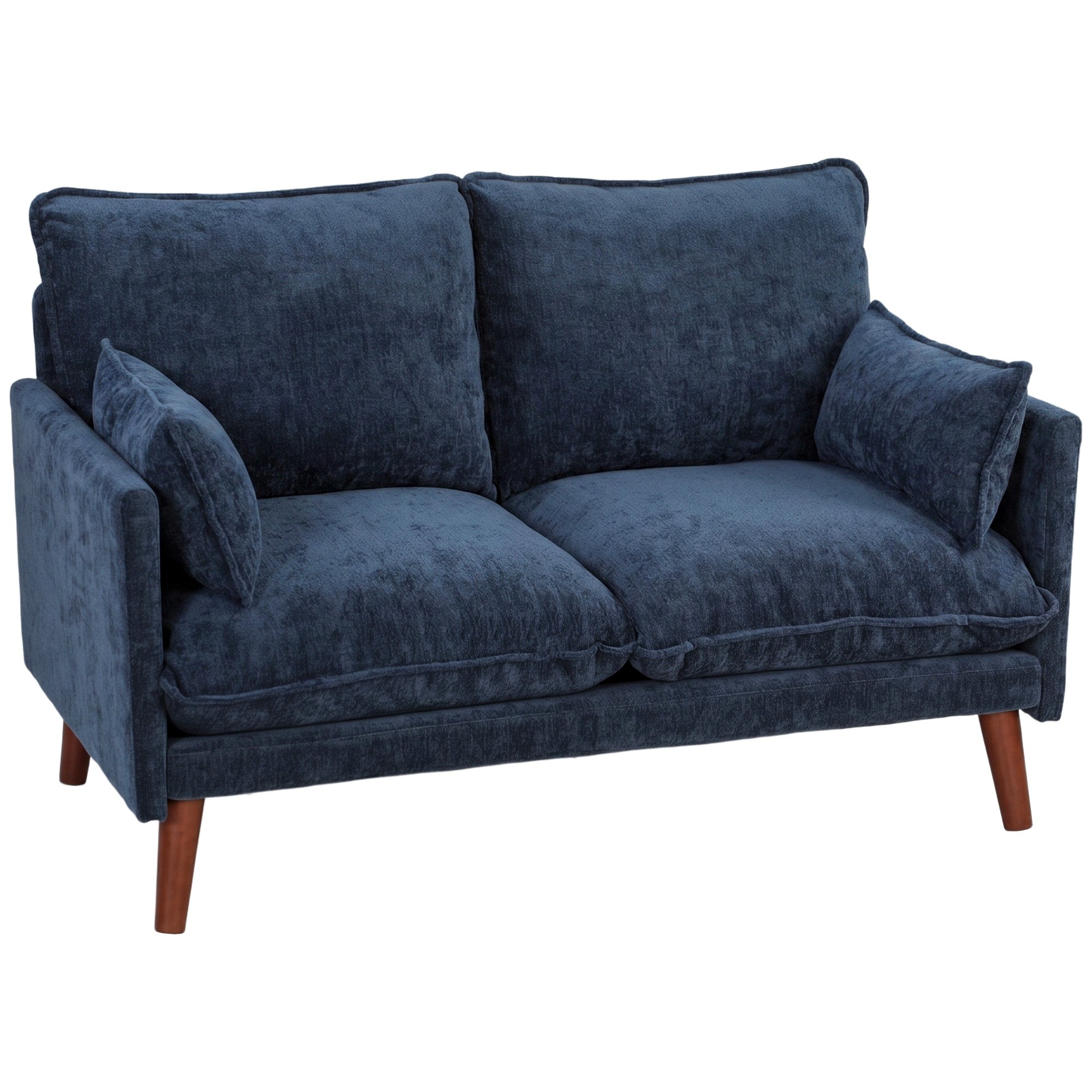 HOMCOM 2 Seater Velvet Modern Sofa with Spring Cushions - Blue