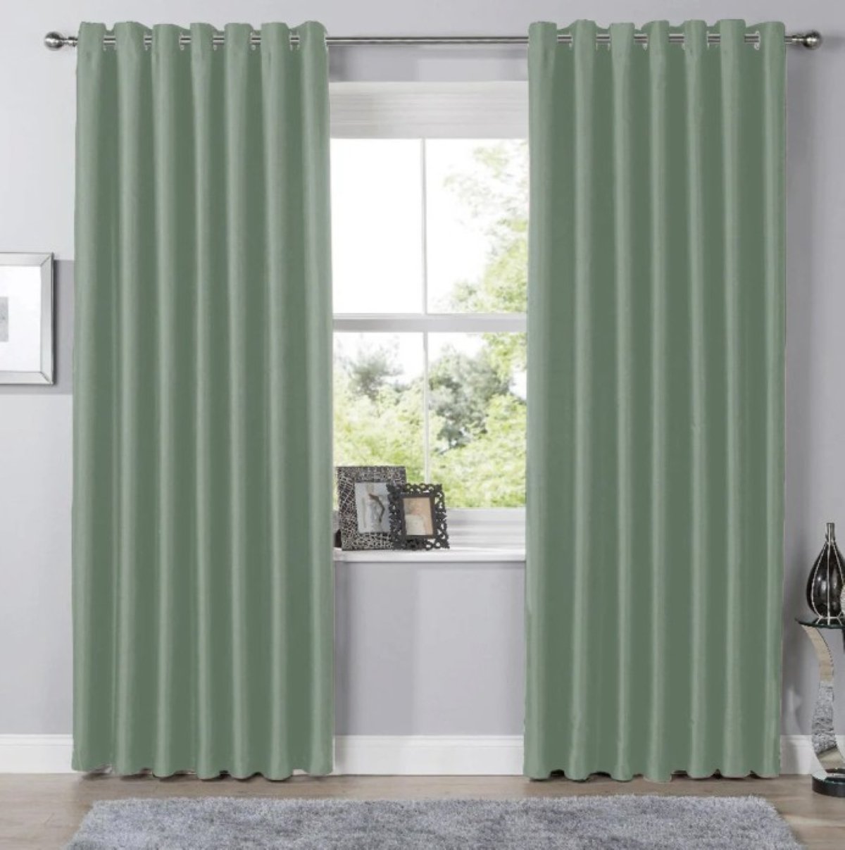 New Edge Blinds Sage Green Blackout Eyelet Curtains - 167cm x 229cm