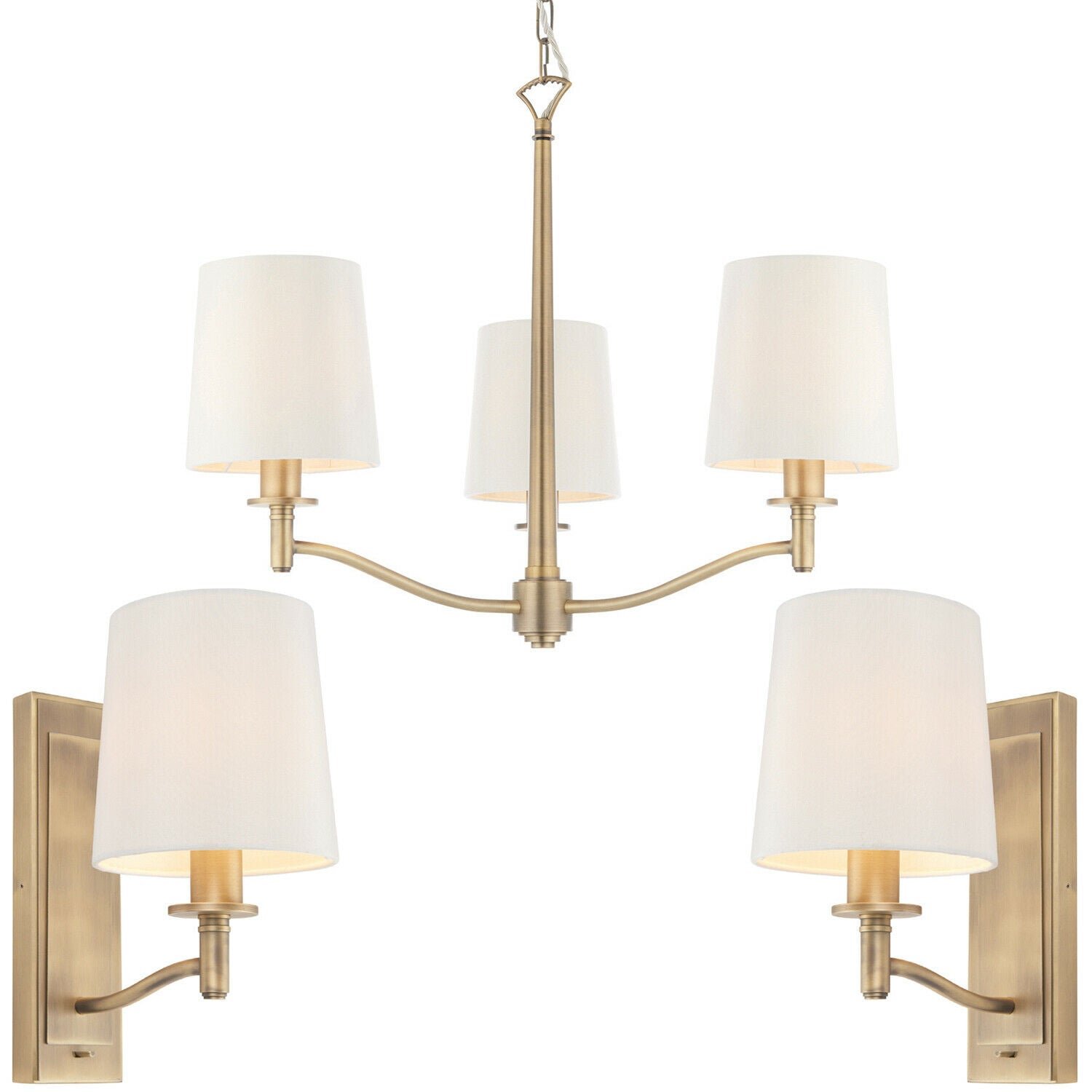 Loops Direct 62cm Diameter Steel Pendant and Wall Lights - Matt Antique Brass