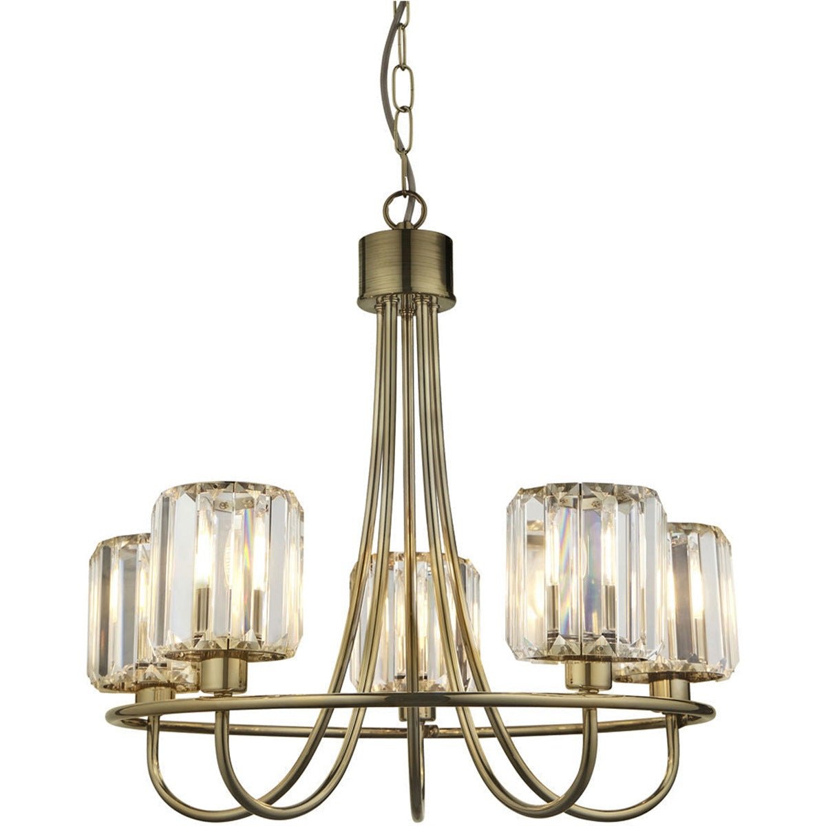 Loops Direct 51cm Diameter Steel and Glass Pendant Light - Antique Brass