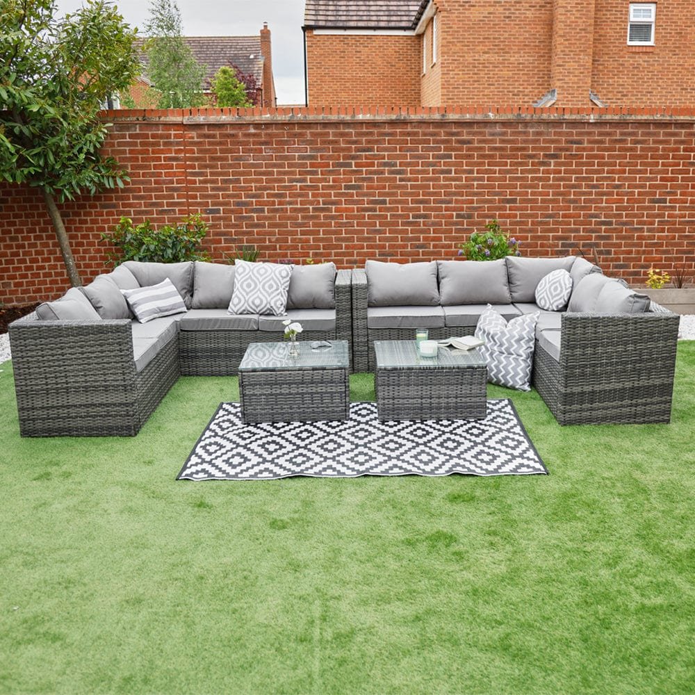 Furniture Maxi Vancouver Rattan Effect 10 Seater Sofa Patio Set - Grey