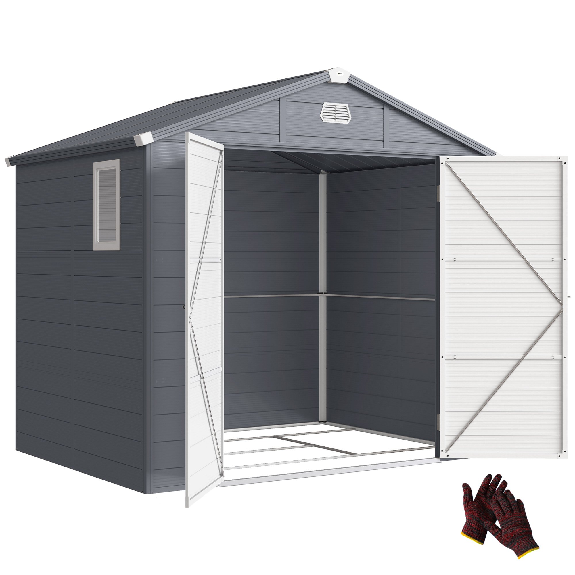 Outsunny Garden Shed with Foundation Kit Outdoor Storage - Grey