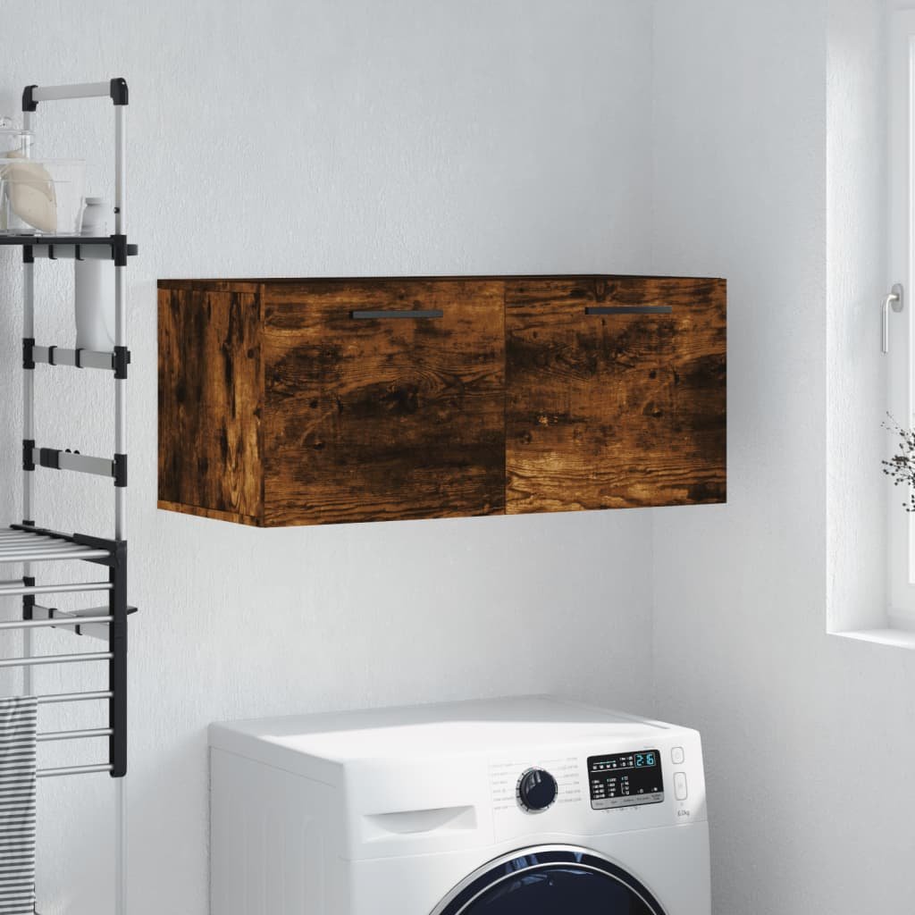 Walplus Engineered Wood Wall Cabinet - Dark Oak - 80 x 36.5 x 35 cm
