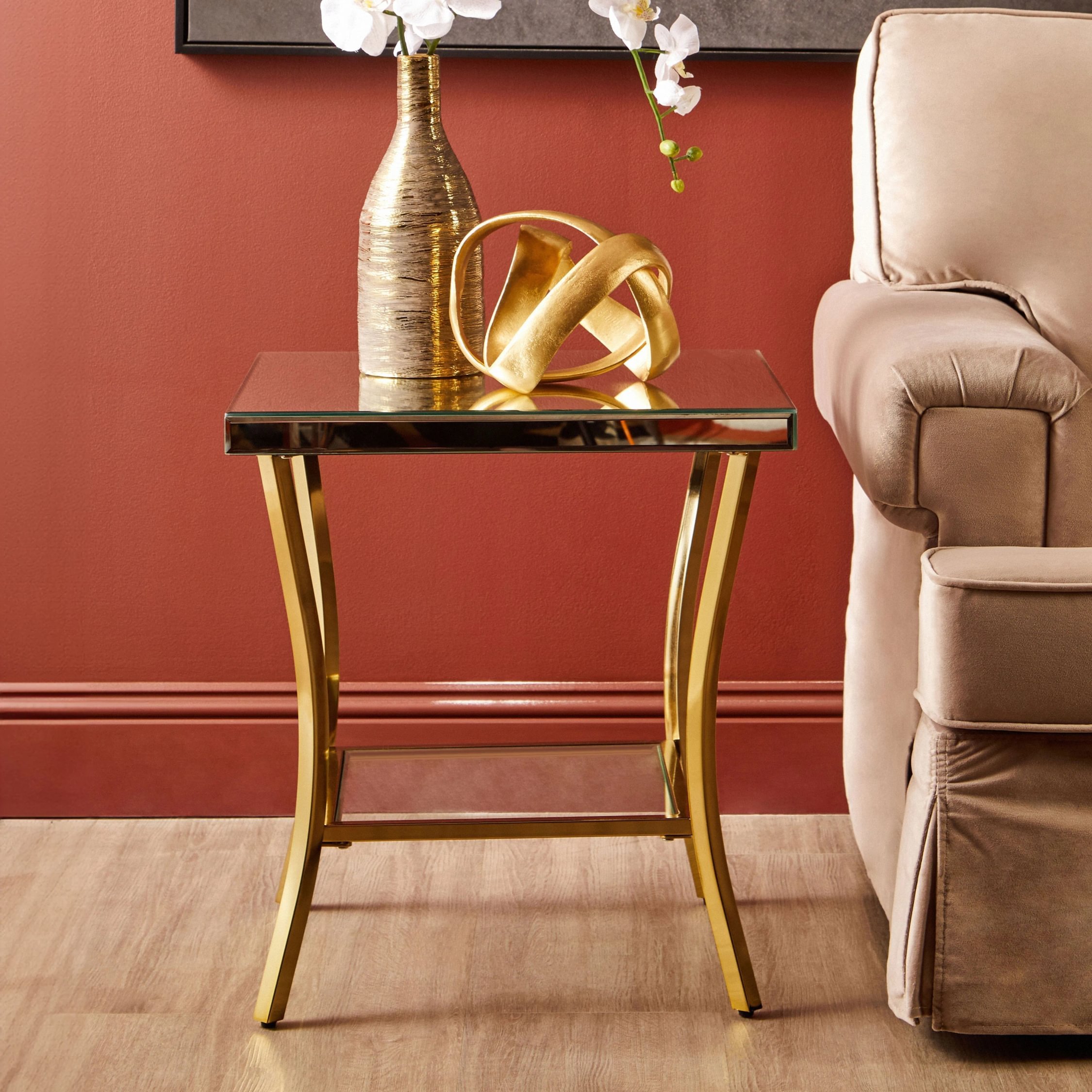 Orsina Kensington Townhouse Mirror Side Table - Silver