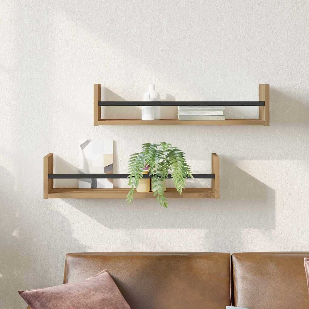 Walplus Pack of 2 Wall Shelf - Oak - 60 x 16 x 14 cm