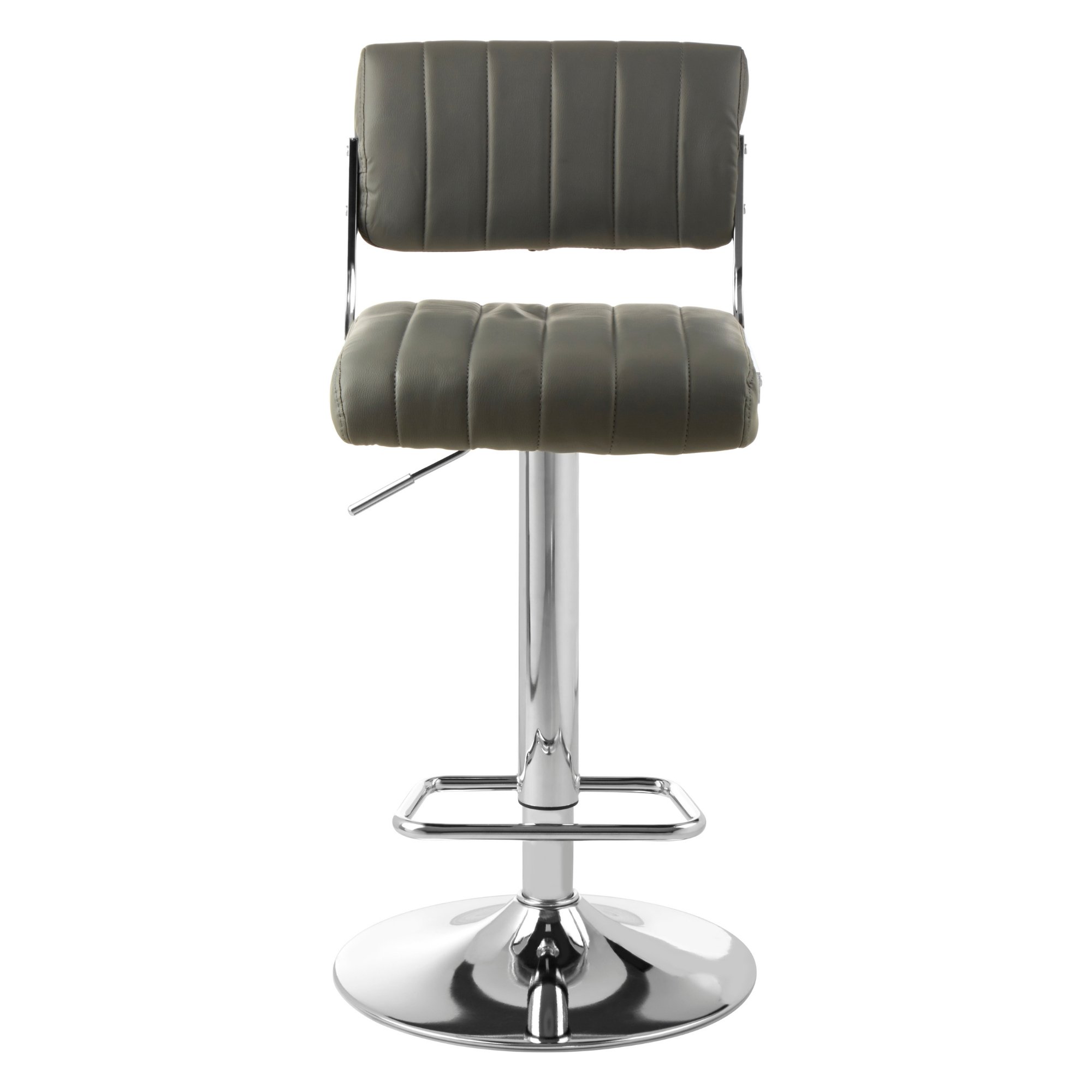Orsina Stockholm Faux Leather Adjustable Bar Stool – Grey & Chrome