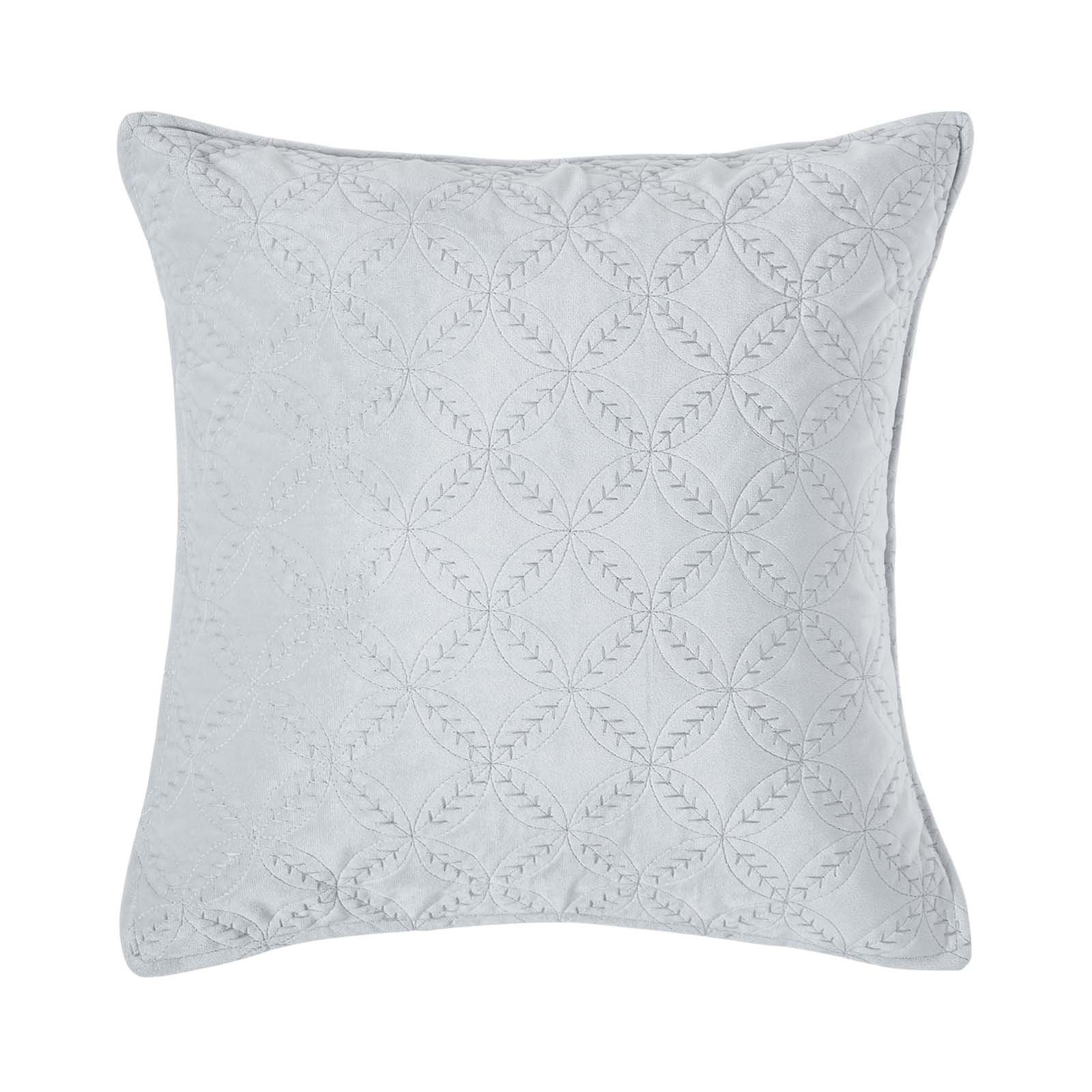 Homescapes Grey Eternity Ring Quilted Velvet Cushion Cover - 45 x 45 cm