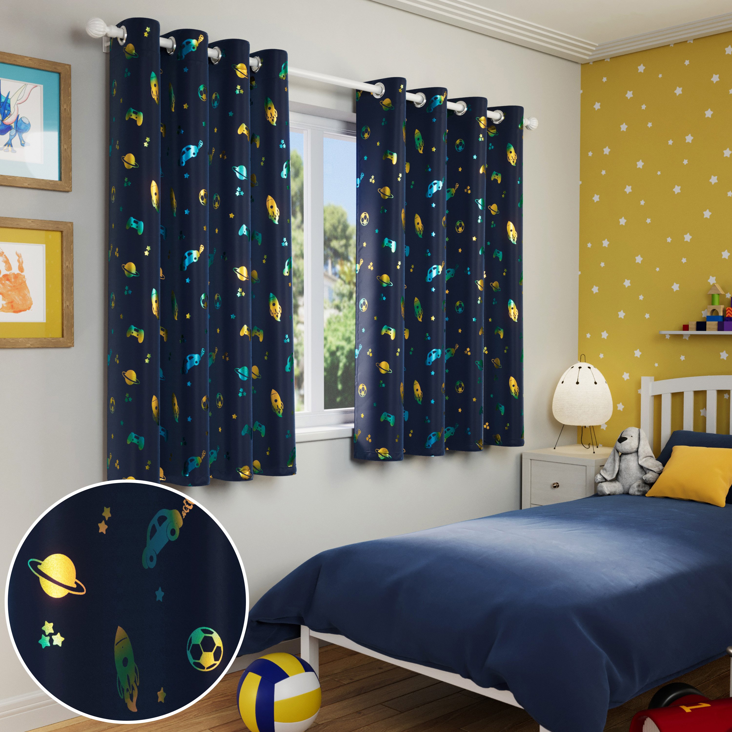 Enhanced Living Infinity Eyelet Thermal Curtains - 117 x 183cm - Blue