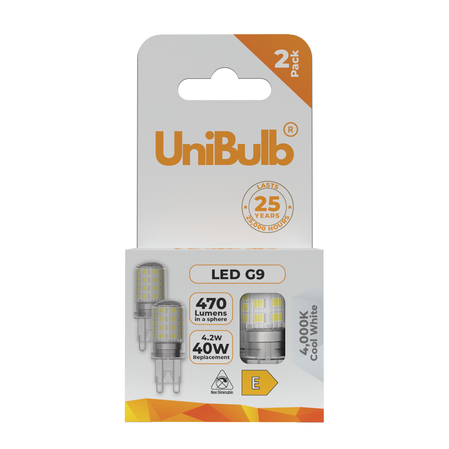 UniBulb 4.2W LED Cool White Capsule G9 Light Bulb - Pack of 2