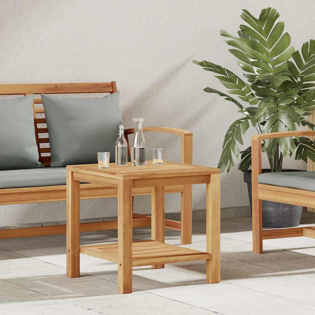 Walplus Solid Teak Wood Coffee Table with Storage - Brown - 45 x 45 x 45 cm