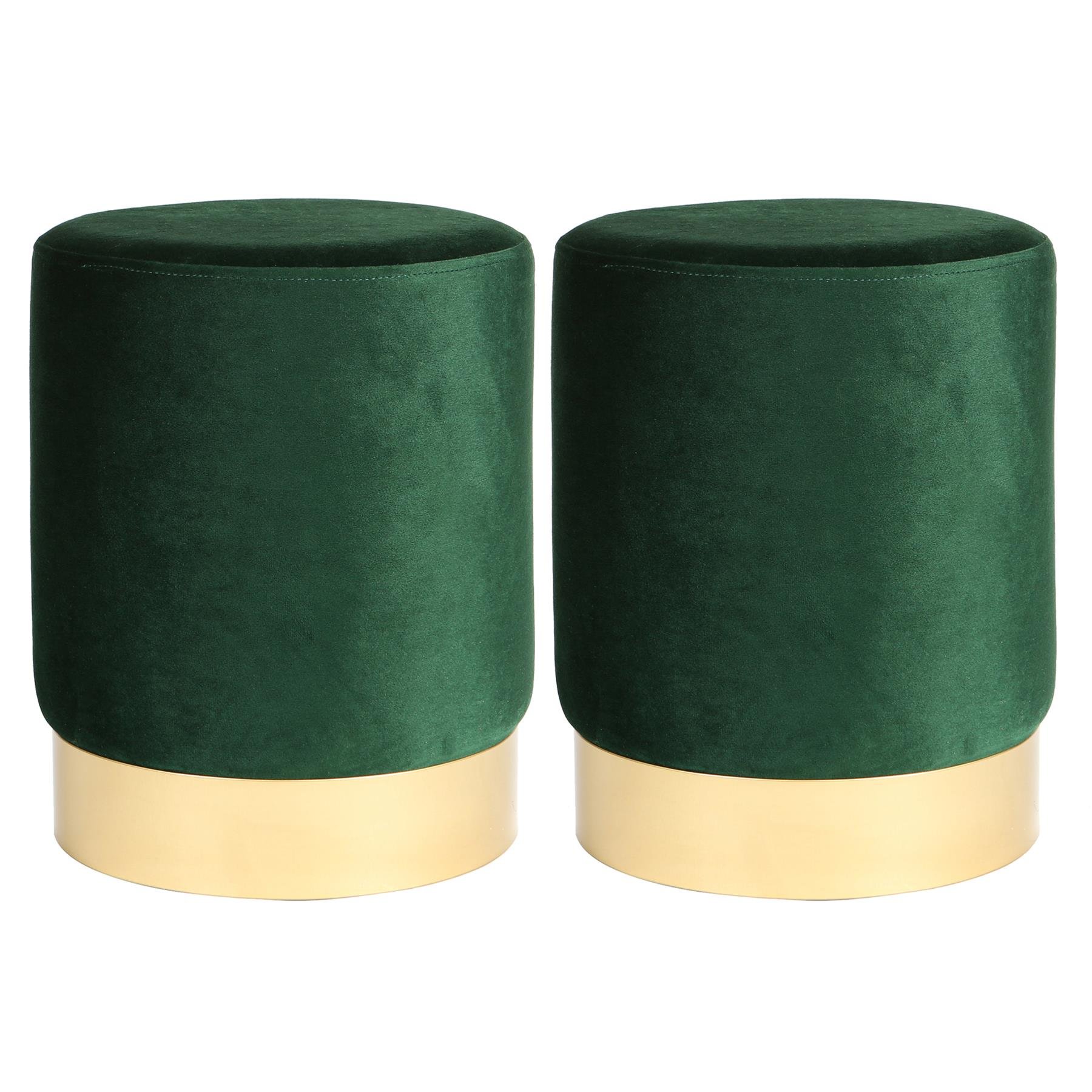 Harbour Housewares Round Velvet Pouffes Pack of 2 - Green
