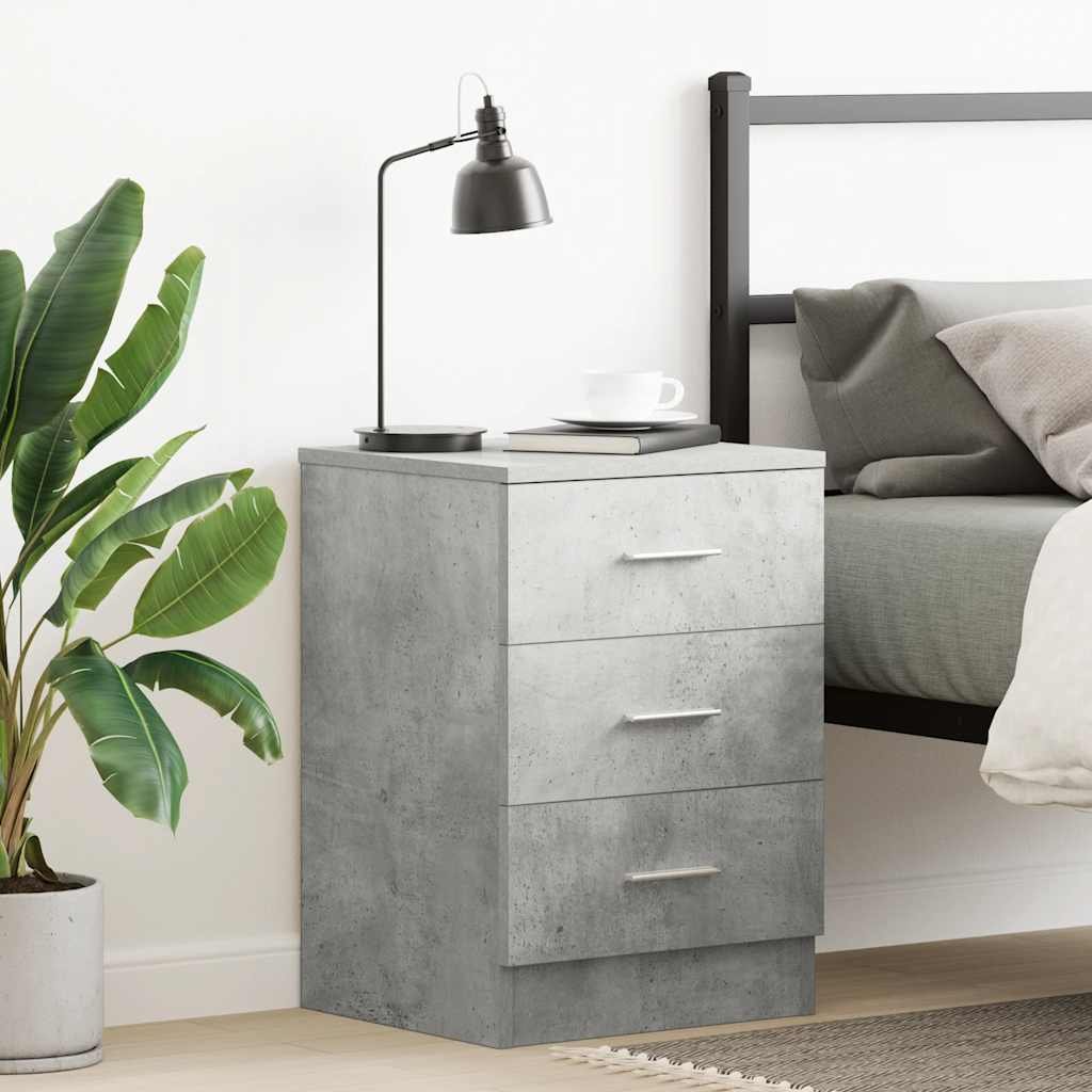 Walplus Engineered Wood Bedside Cabinet - Stone Grey - 38 x 35 x 56 cm