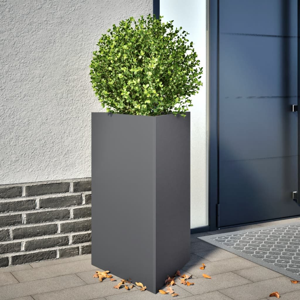 Walplus Steel Garden Planter - Anthracite - 50 x 43 x 75 cm