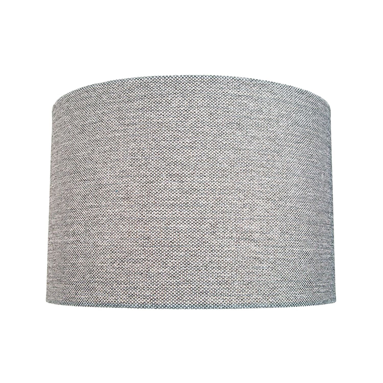Happy Homewares Sleek Width Light Grey Linen Fabric Drum Lampshade - 25cm