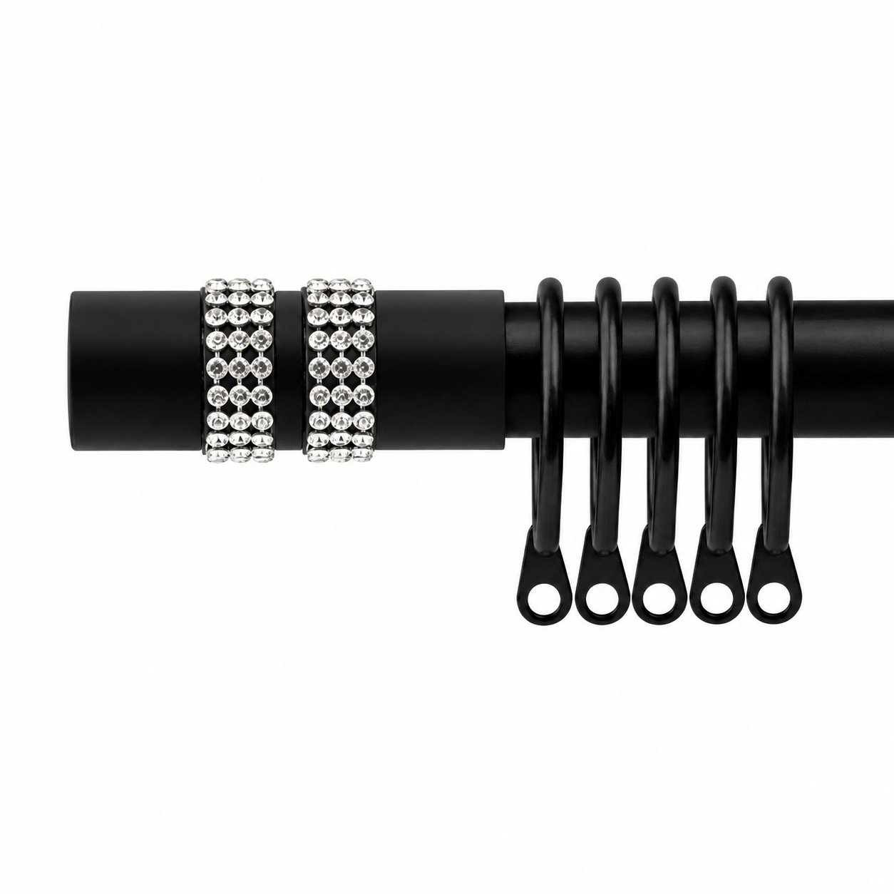 New Edge Blinds 16-19mm Black Sparkle Extendable Curtain Pole - 160cm - 300cm