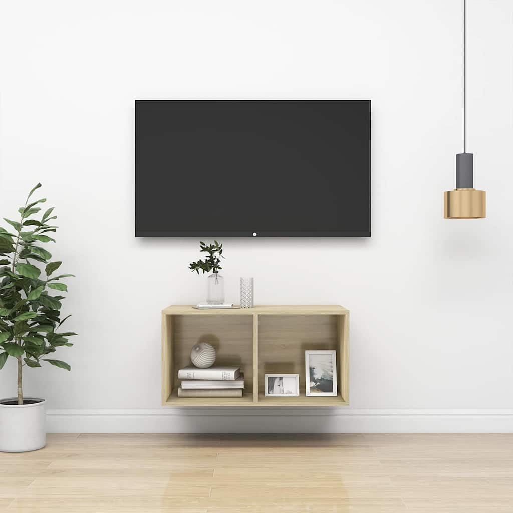 Walplus Engineered Wood Wall Mounted TV Cabinet - Sonoma oak - 37 x 37 x 72 cm