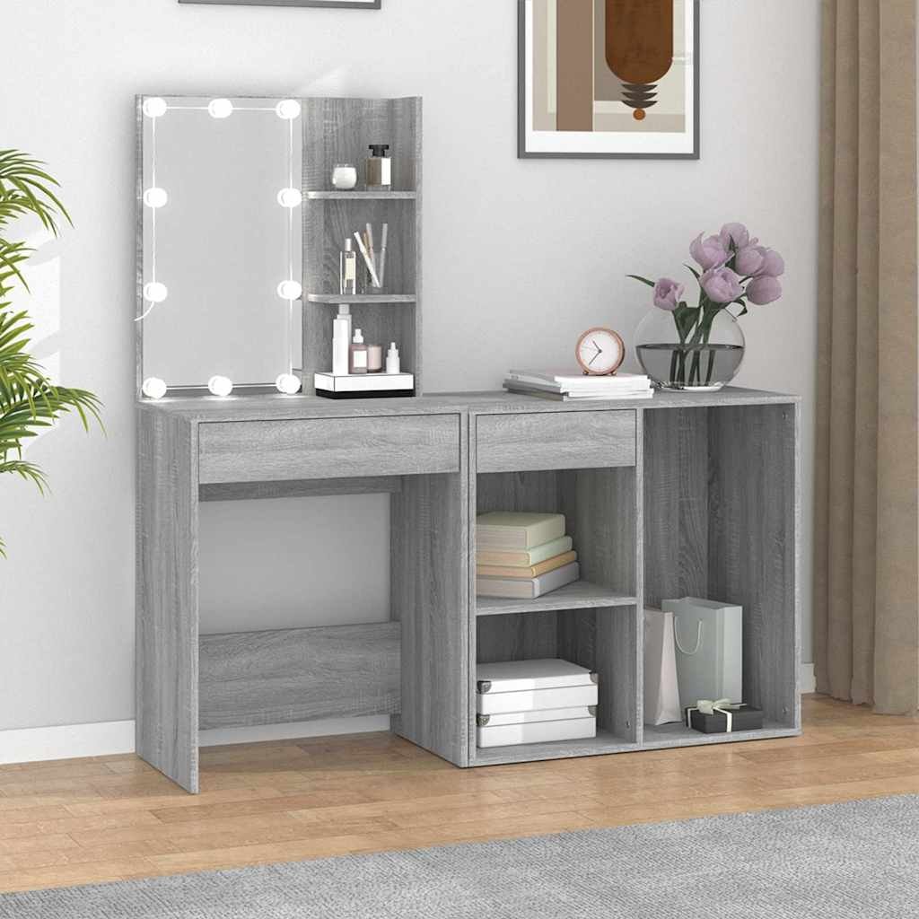 Walplus LED Engineered Wood Dressing Table - Grey Sonoma - 60 x 40 x 140 cm