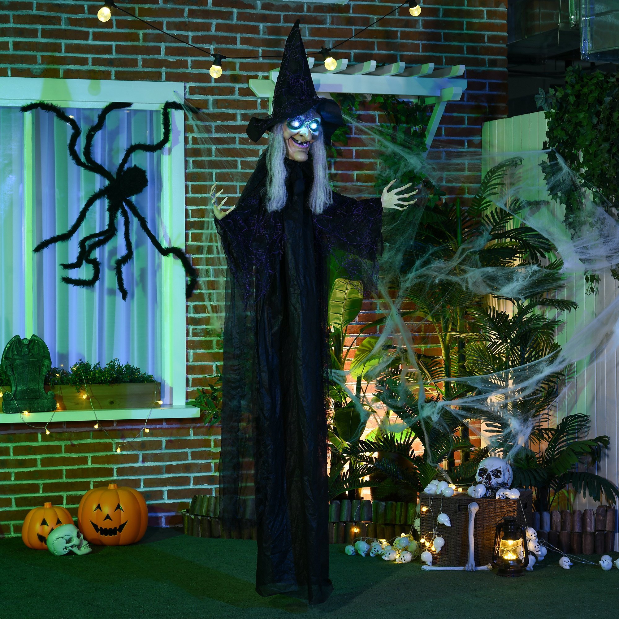 HOMCOM 6ft Animated Halloween Hanging Witch Decoration