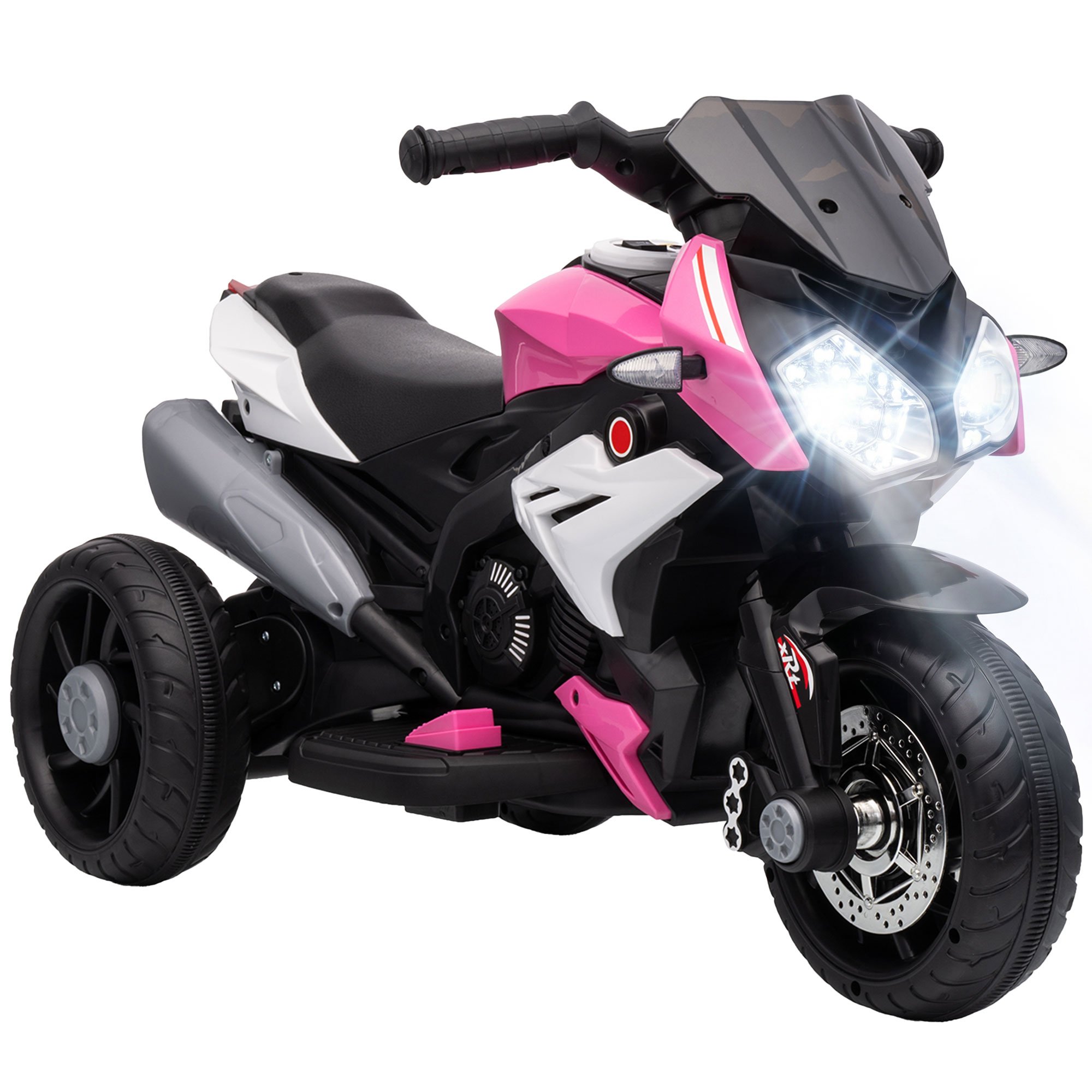 HOMCOM 6V 3 Wheel 3-5 Years Music LED Headlight Ride On Motorcycle – Pink