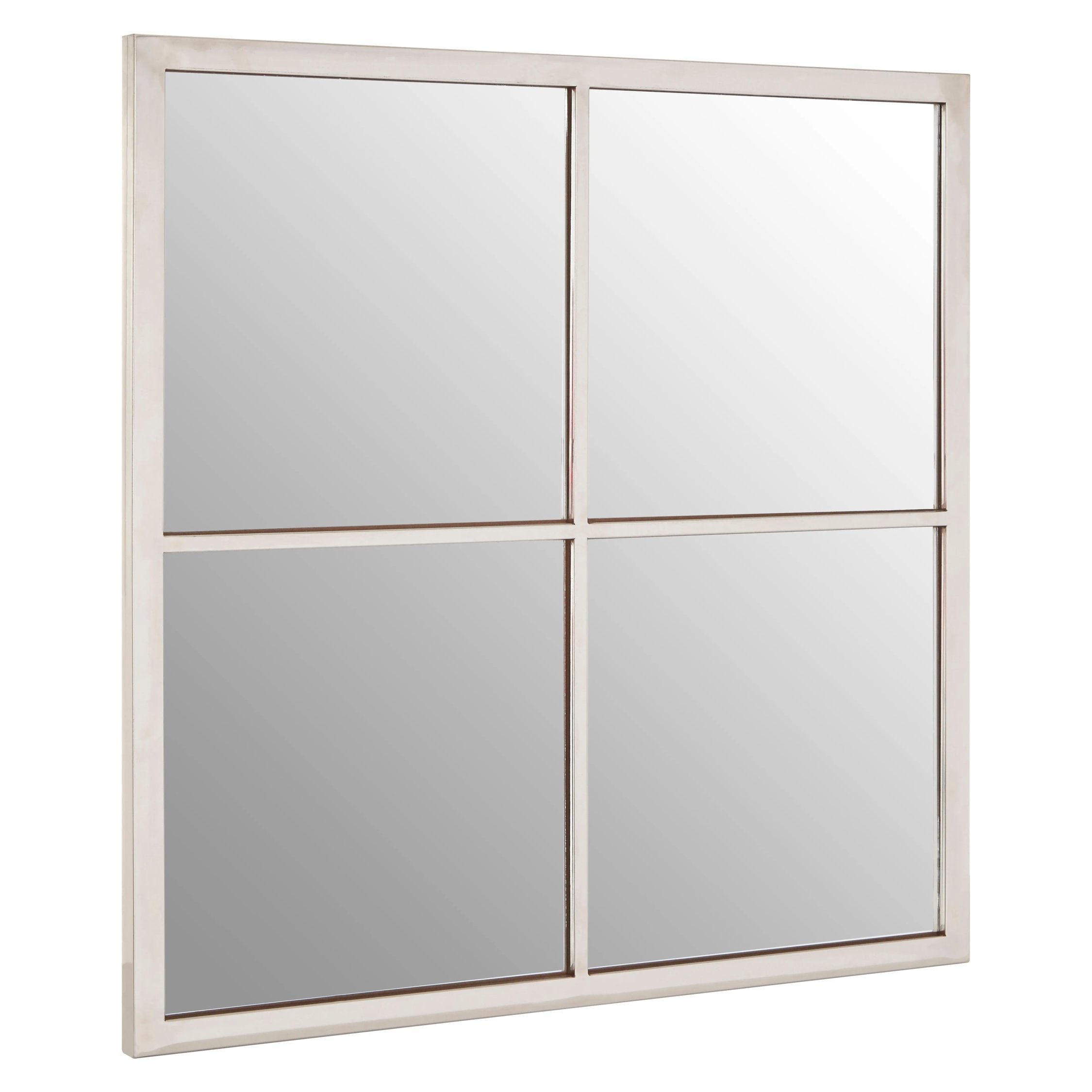 Orsina Descartes Square Window Pane Wall Mirror – Silver