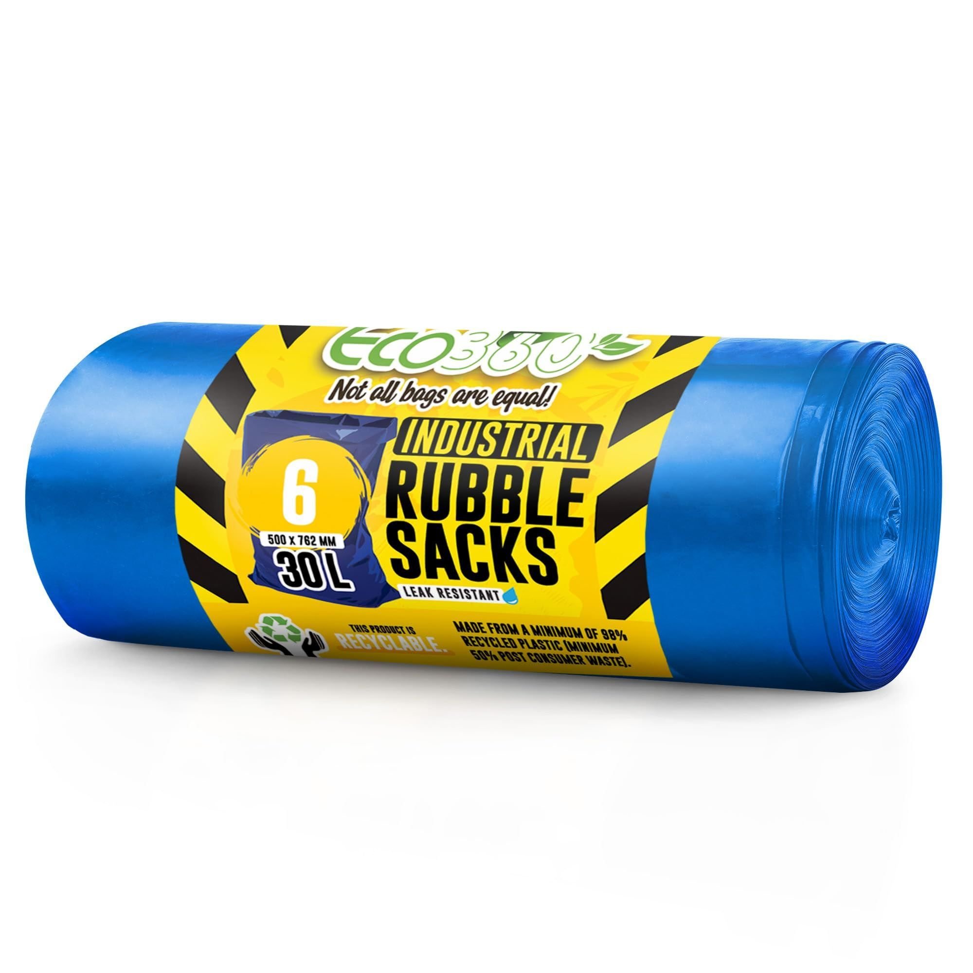 EcoBag Blue 30L 70 Micron Heavy Duty Rubble Sacks - Pack of 6