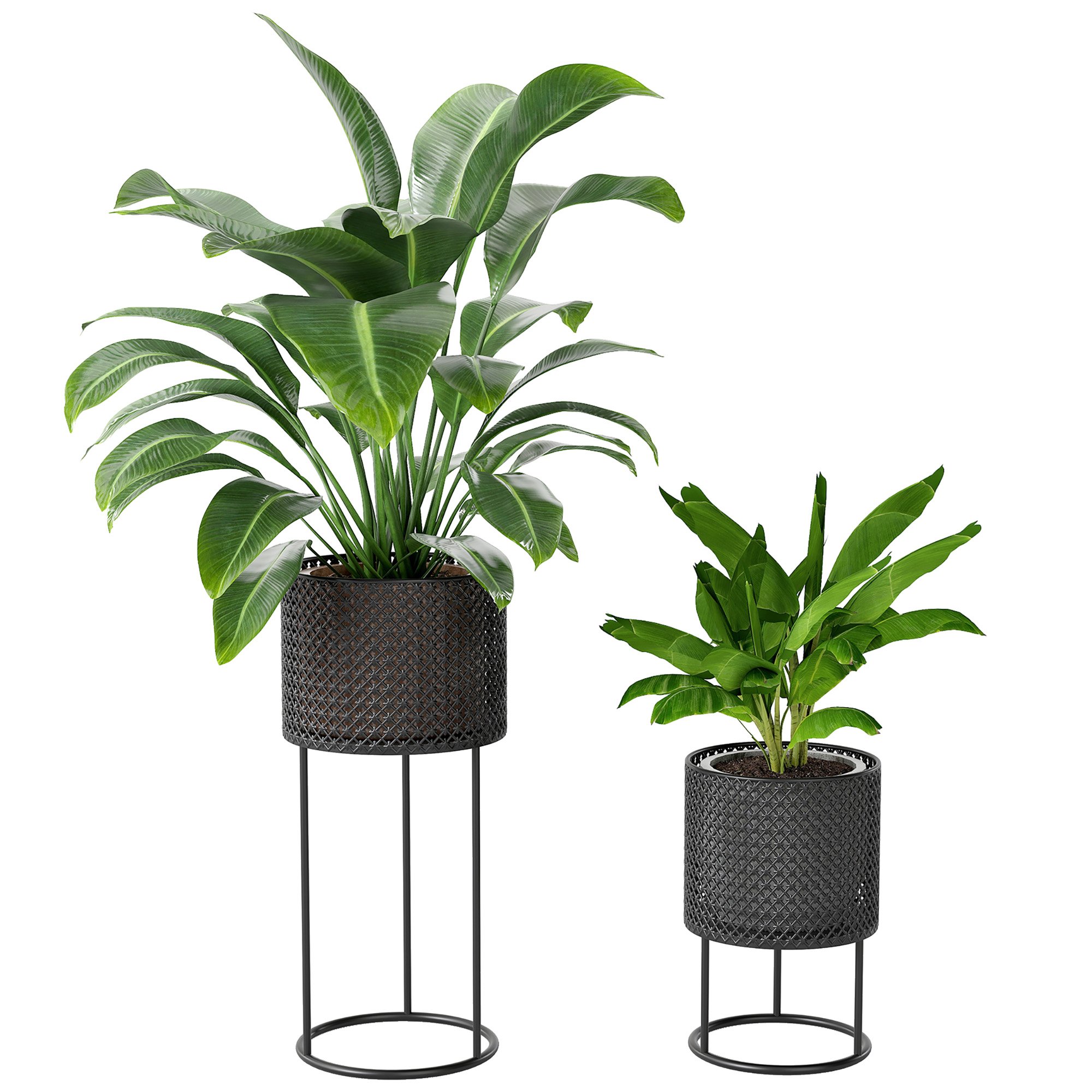 Outsunny 2 Pcs Stackable Flower Planters with Hollow Design - Black