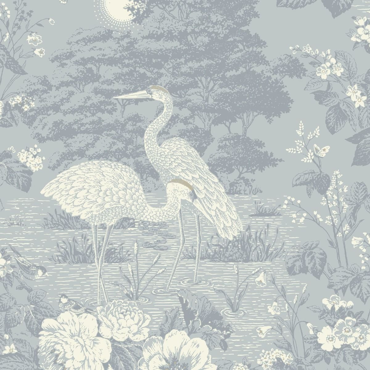 Belgravia Izumi Crane Wallpaper - Blue