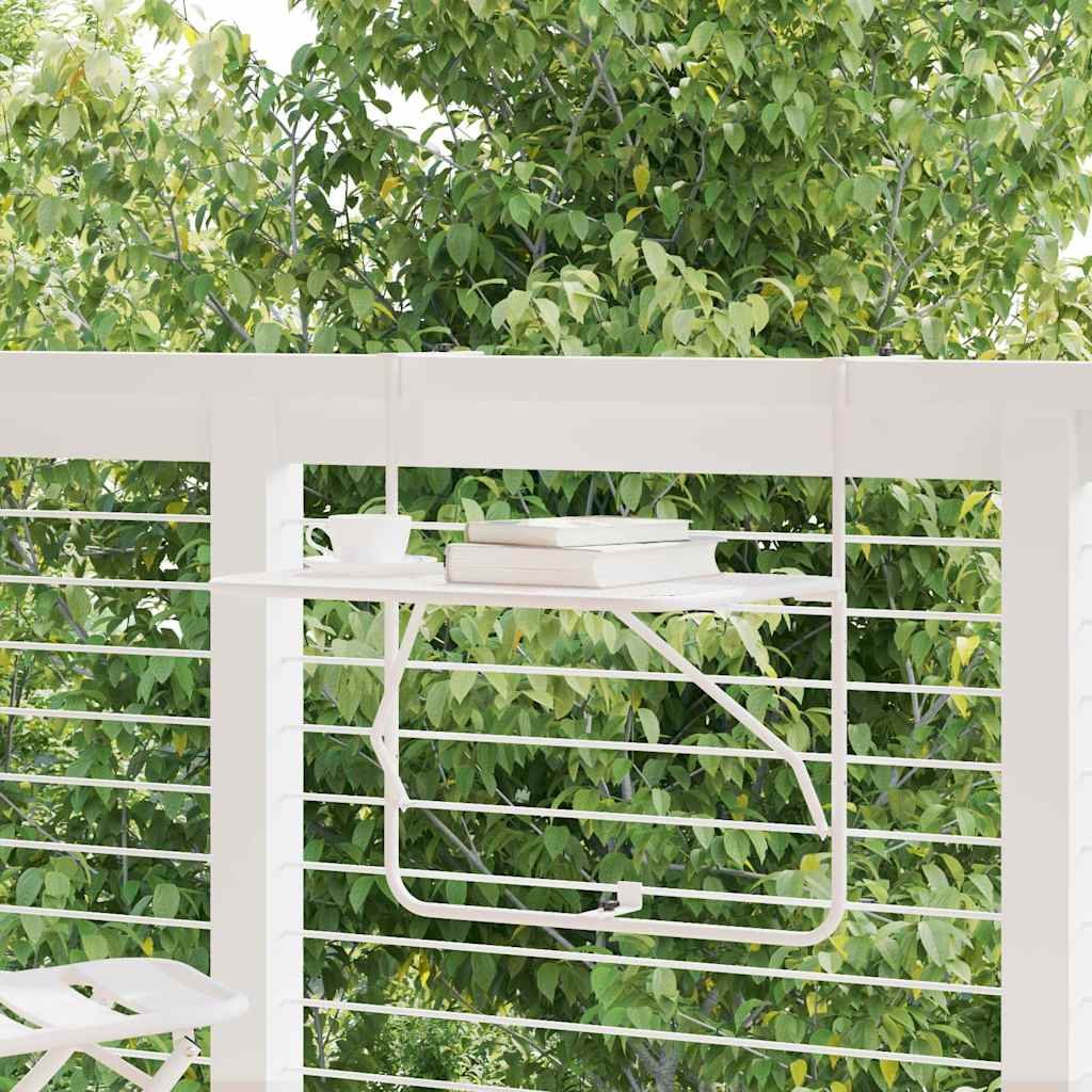 Walplus Steel Balcony Table - White - 60 x 40 x 65 cm