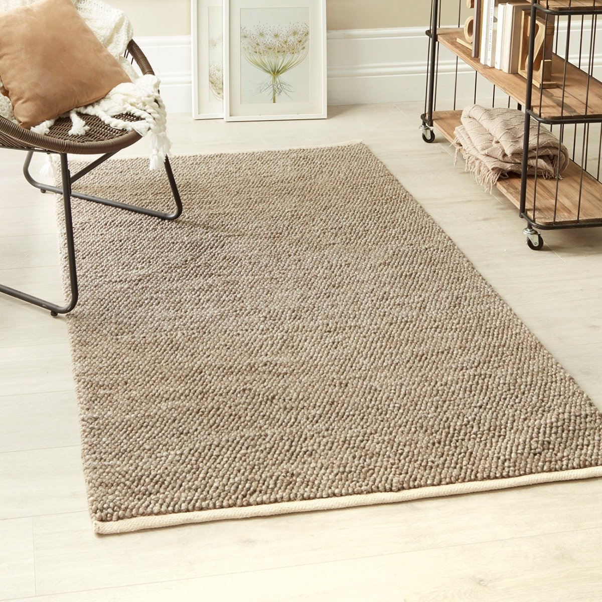 Mega Flooring Beige Modern Plain Rug - 160 x 230cm