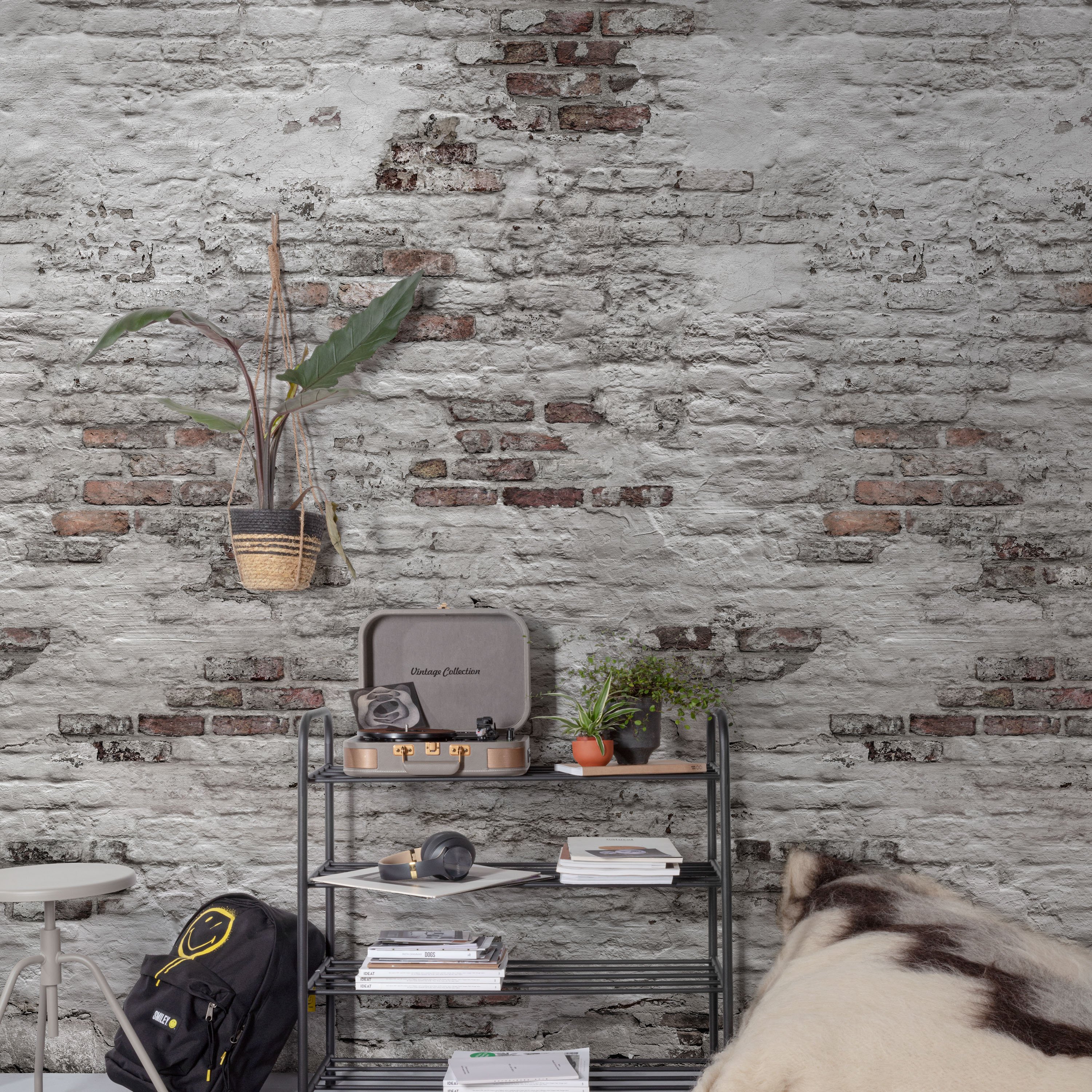 Grandeco Rustic Brick 3 Lane Repeatable Wallpaper Mural  - 1.59 x 2.8m