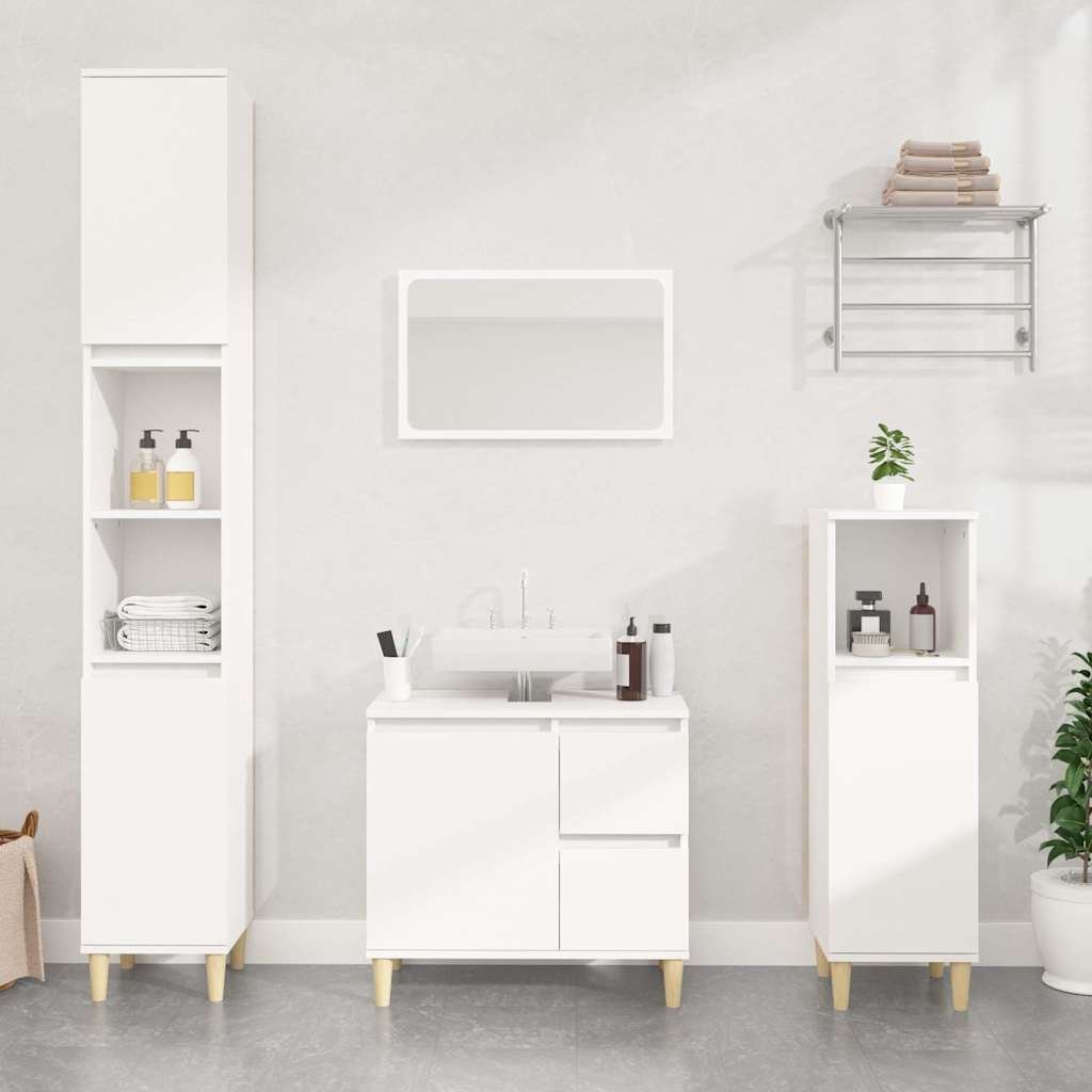 Walplus Engineered Wood Bathroom Cabinet - White - 30 x 30 x 100 cm