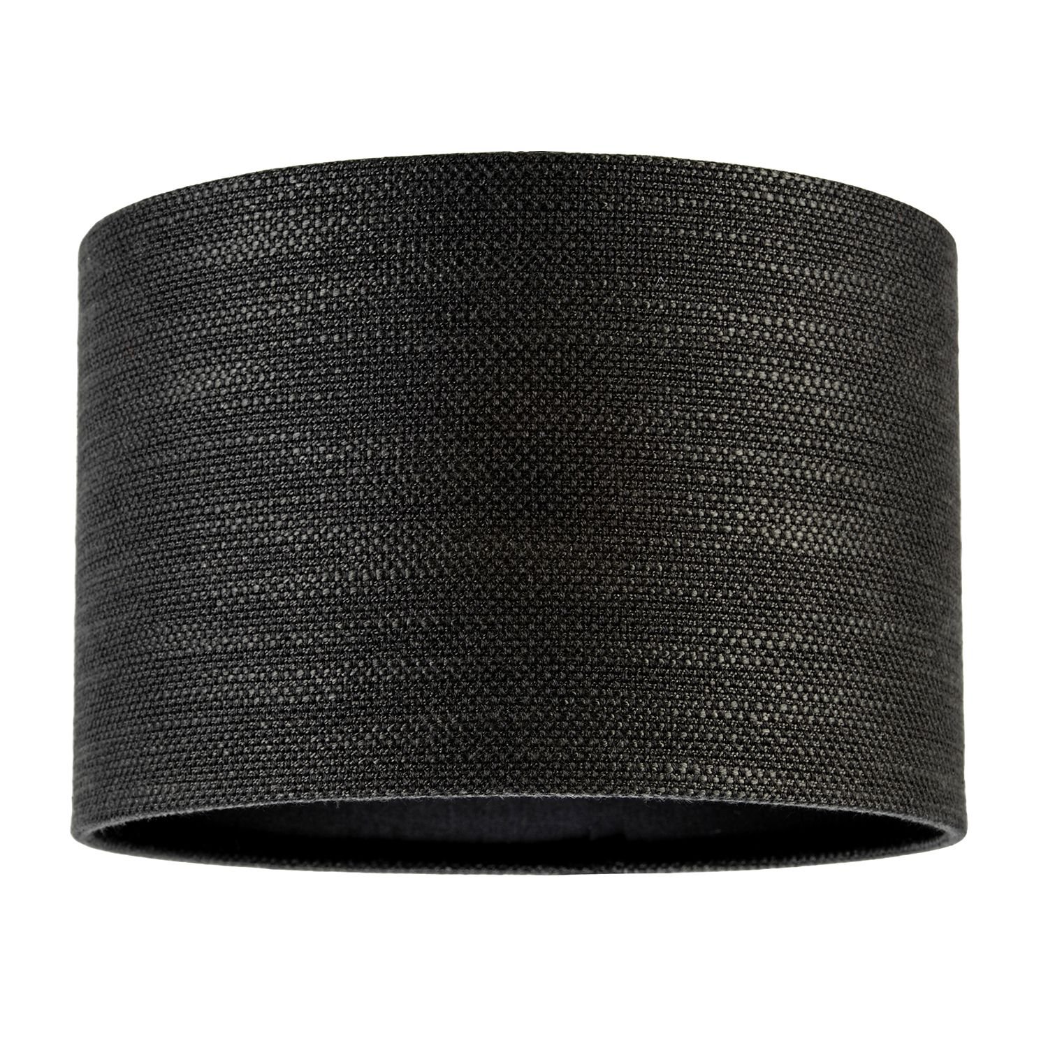 Happy Homewares Bobbled and Textured Linen in Graphite Black Lampshade - 30cm