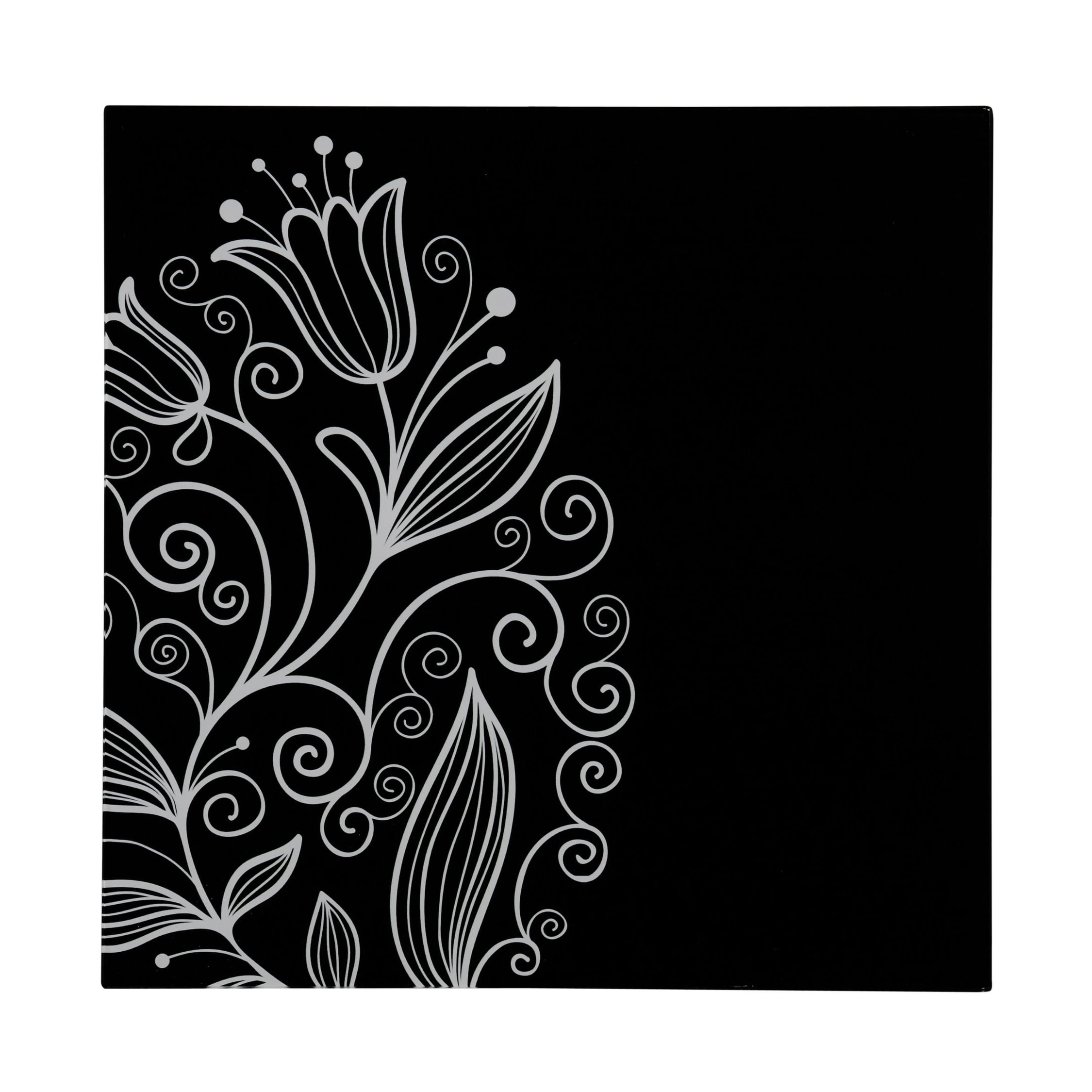 Orsina Tulip Frame Glass Print Wall Art - Black