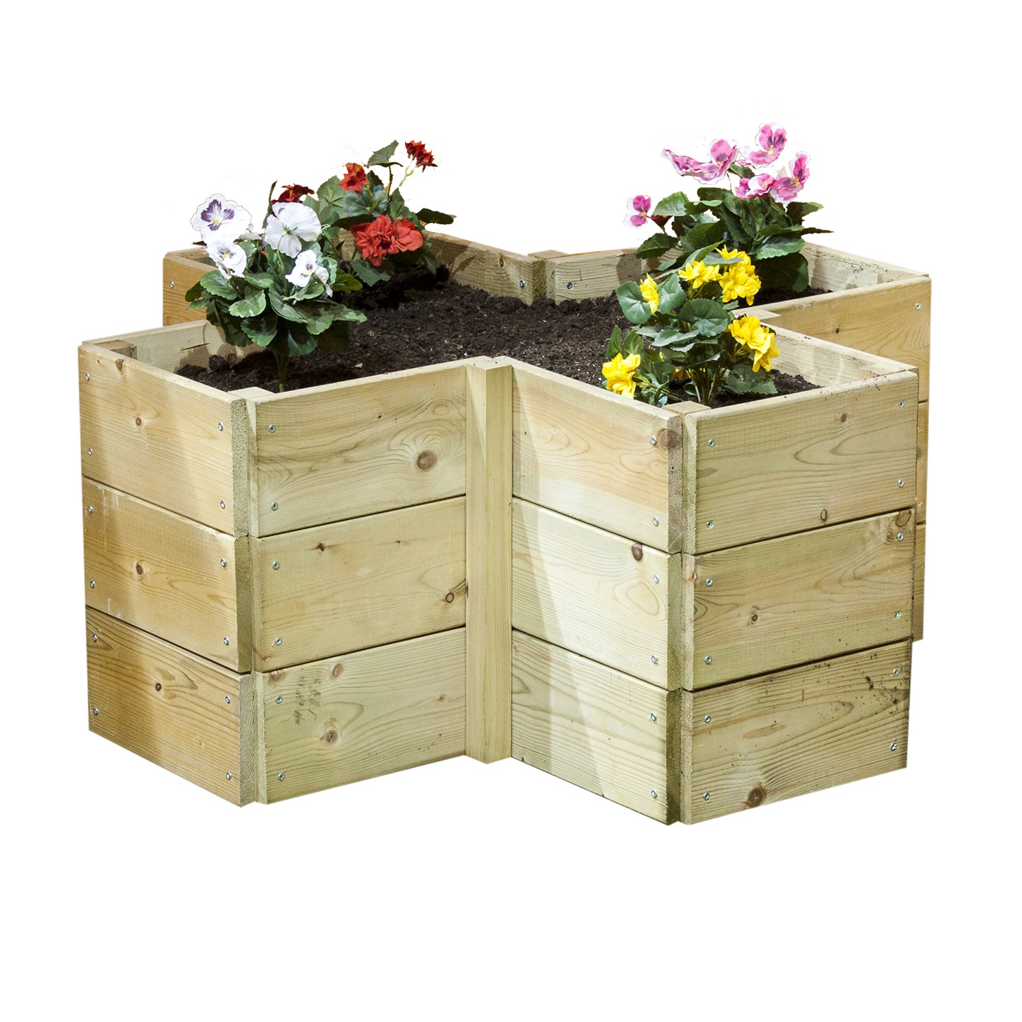 Greena Cross Wooden Shaped Raised Bed 45cm High, 30cm each side