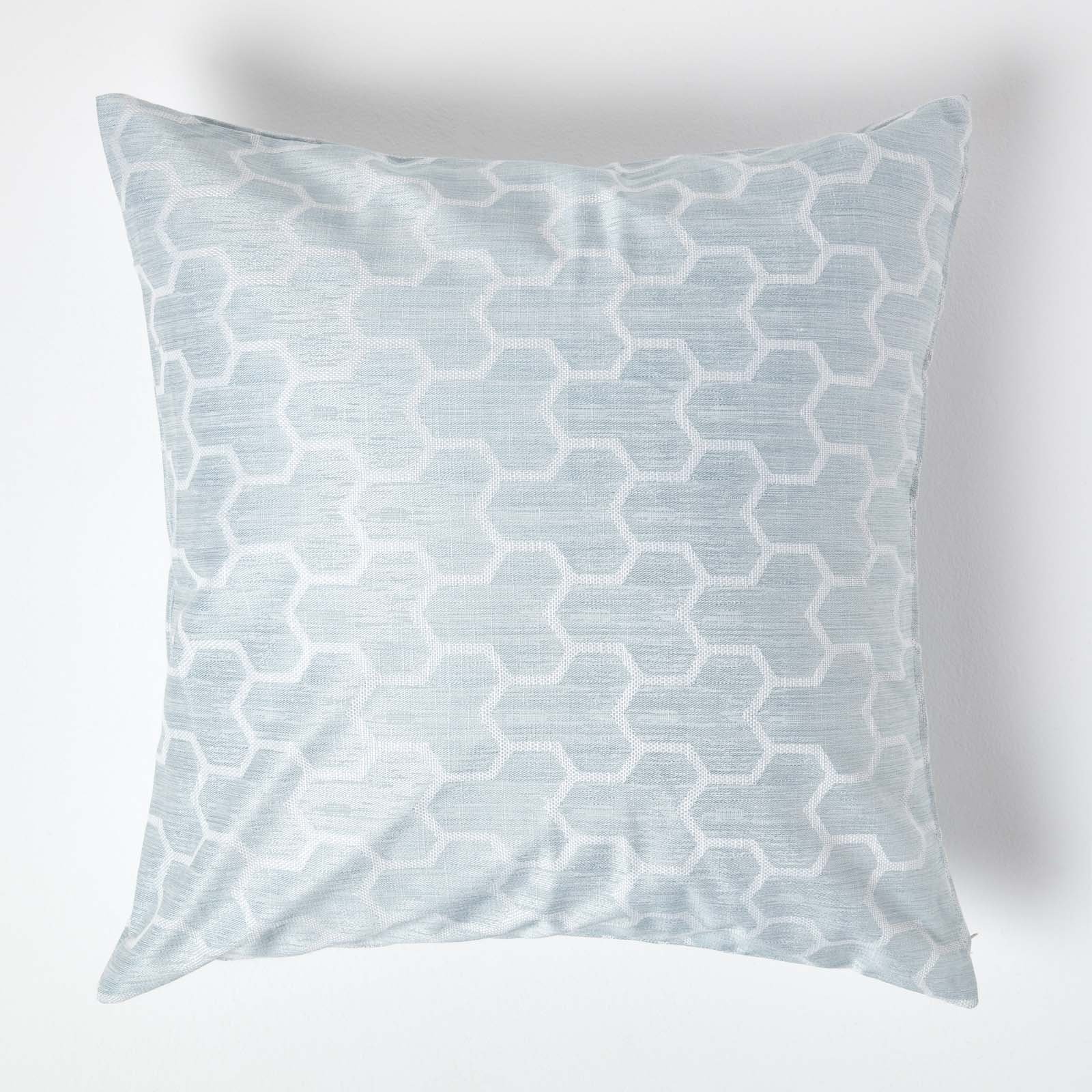 Homescapes Blue Geometric Jacquard Cushion Cover