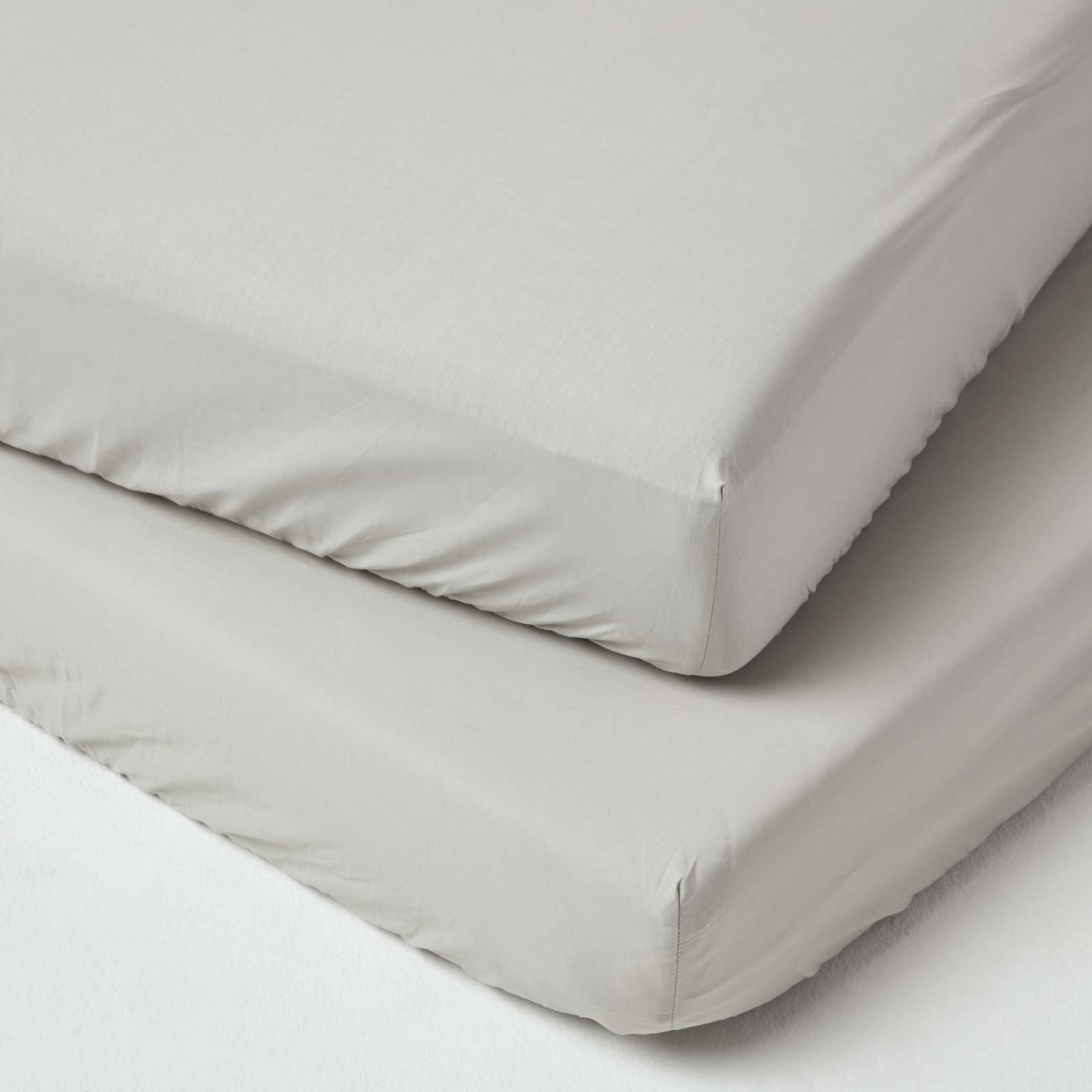 Homescapes Pack Of 2 Egyptian Cotton Grey Kids Fitted Sheets - Cot