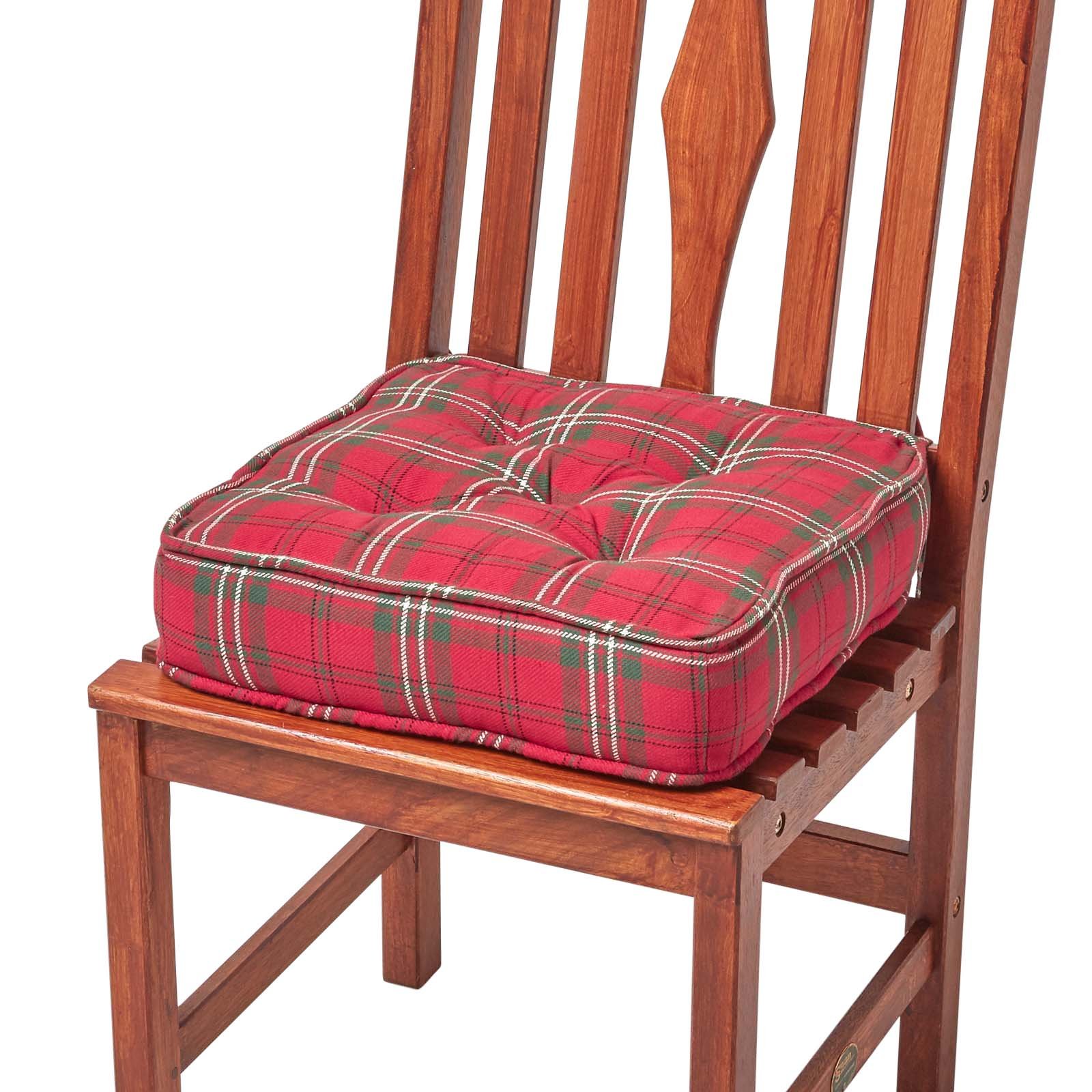 Homescapes Cotton Tartan Dining Chair Booster Cushion - Edward