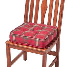 Homescapes Cotton Tartan Dining Chair Booster Cushion - Edward