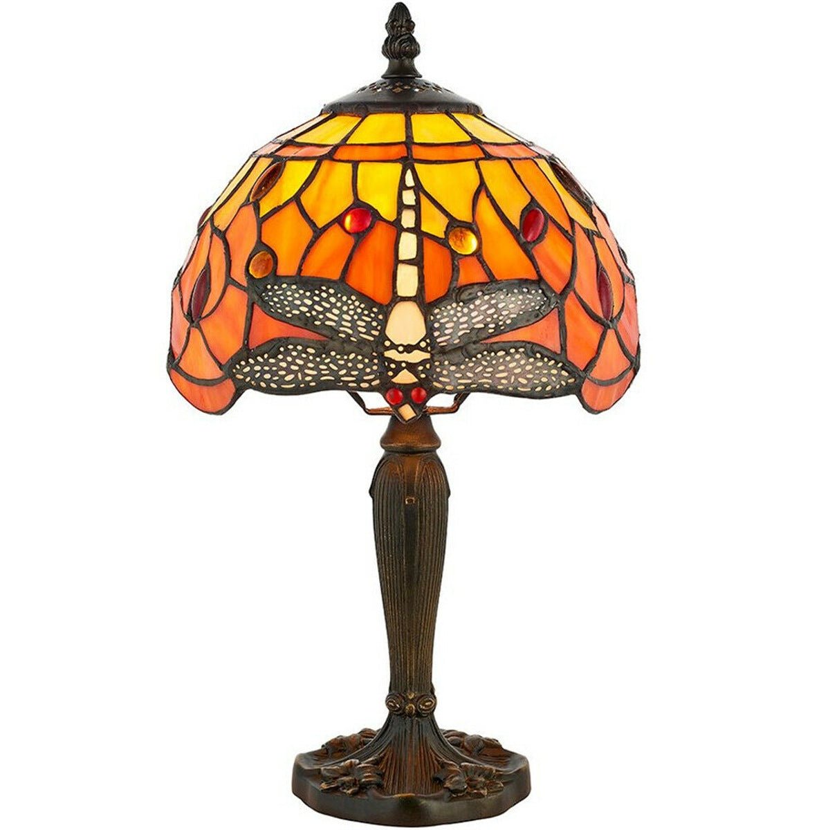 Loops Direct 20cm Diameter Zinc Alloy Table Lamp - Dark Bronze and Orange