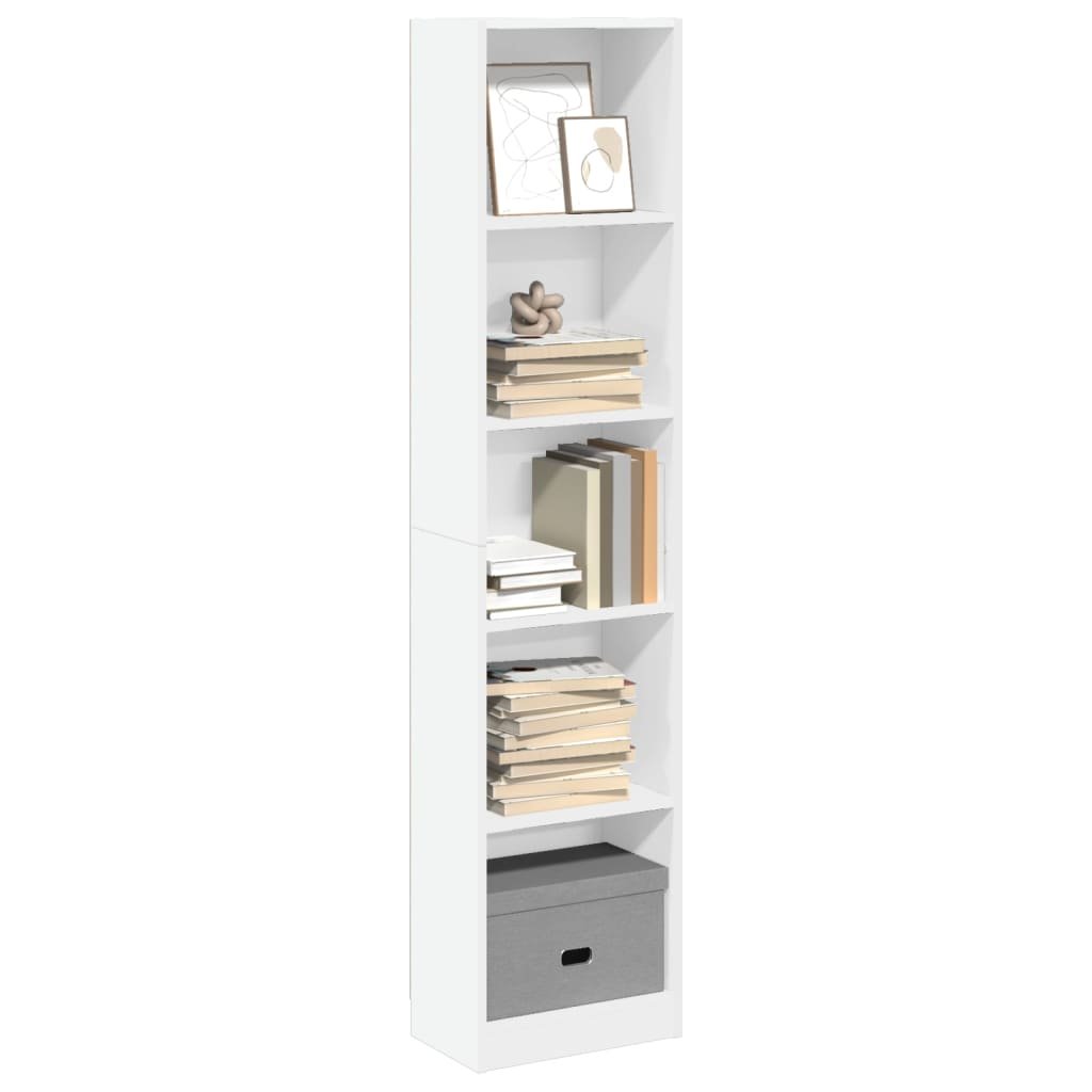 Walplus Engineered Wood Bookcase - White - 40 x 24 x 176 cm