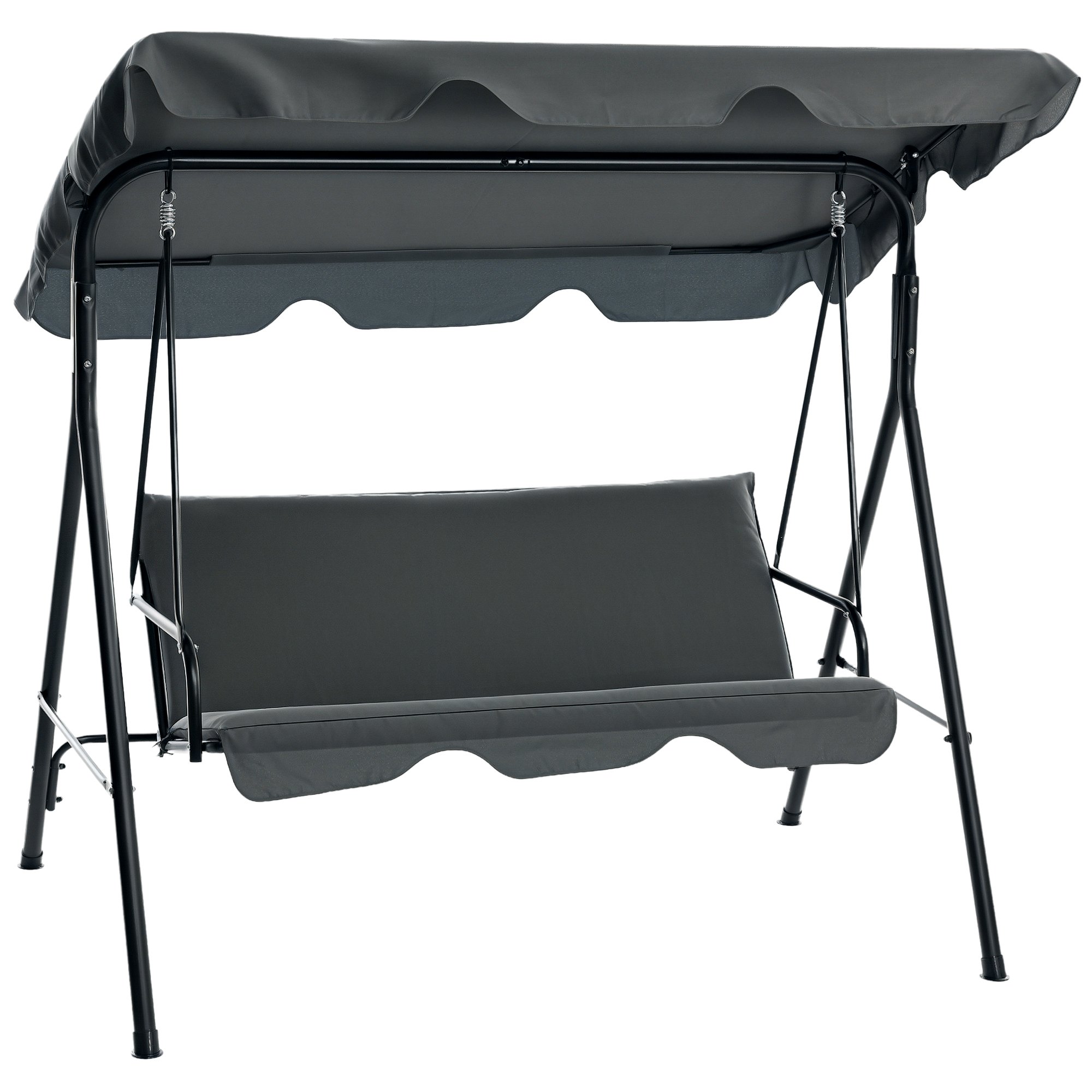 Outsunny 3 Seater Adjustable Garden Egg Swing Chair - Grey