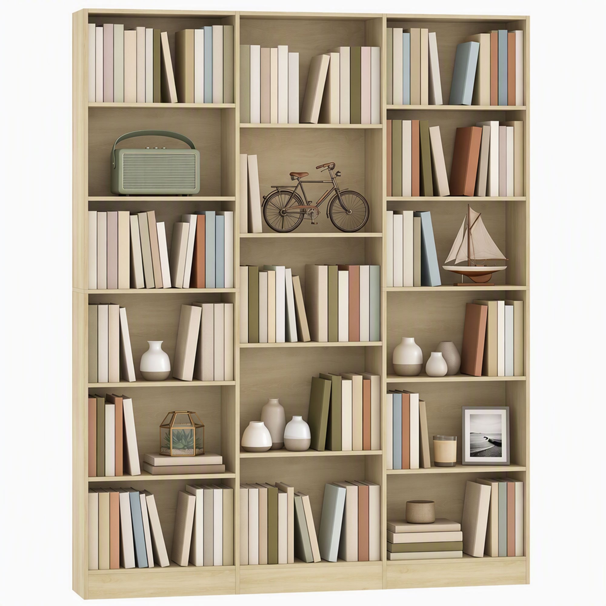 HOMCOM 6 Tier Tall Freestanding Shelving Unit Display Shelf - Oak