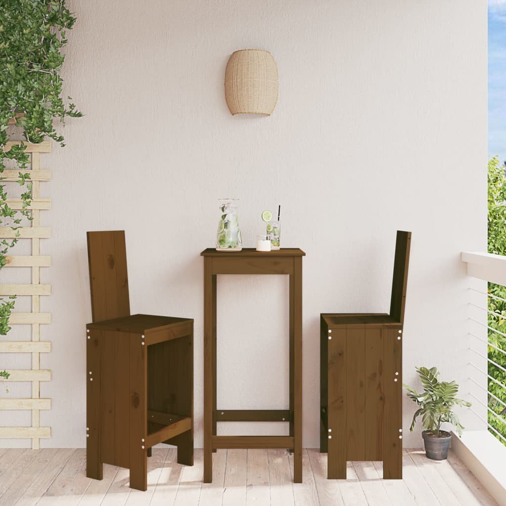 Walplus 2 Piece Wood Bar Stools - Honey Brown - 40 x 42 x 120 cm