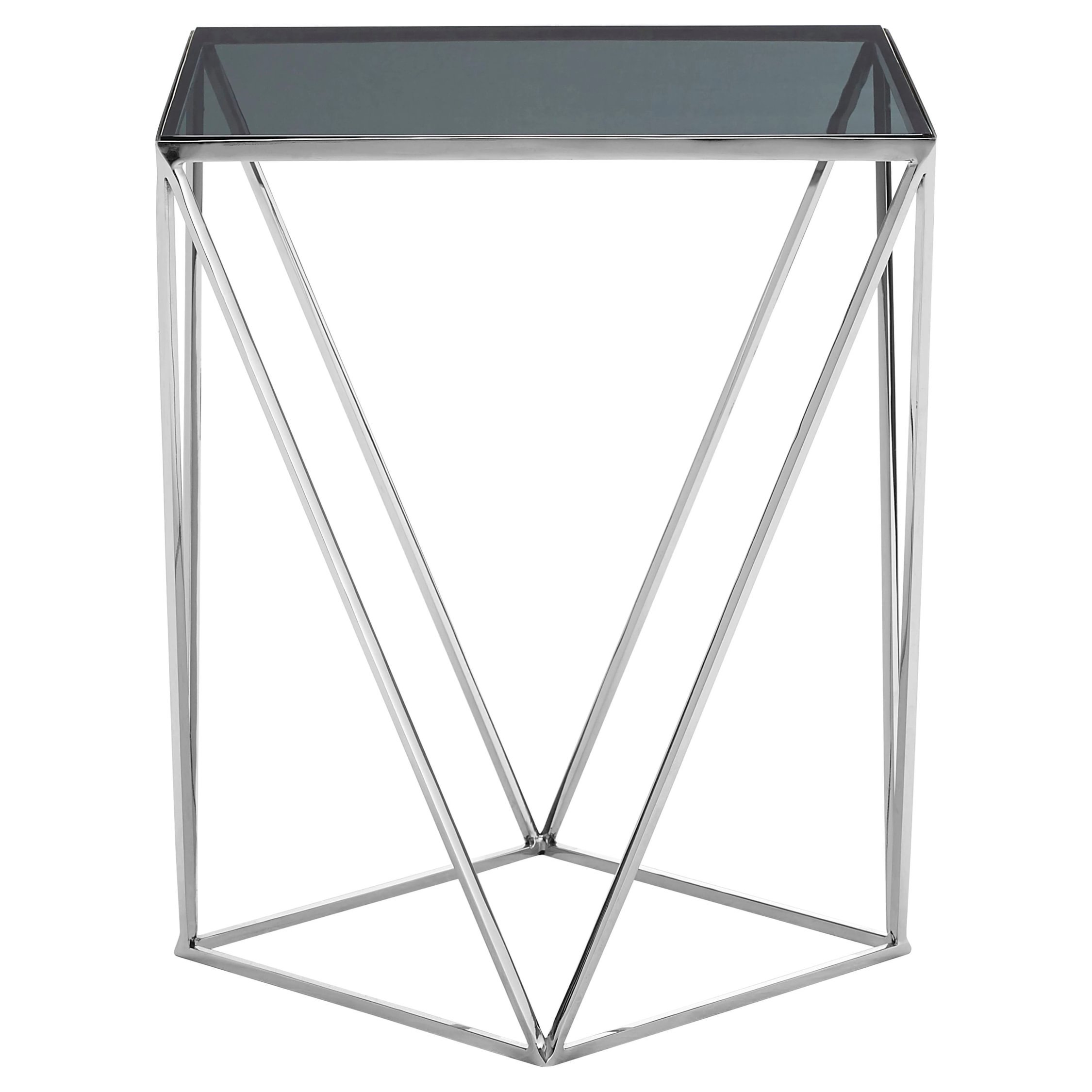 Orsina Shalimar Glass Geometric Base Side Table - Black and Silver
