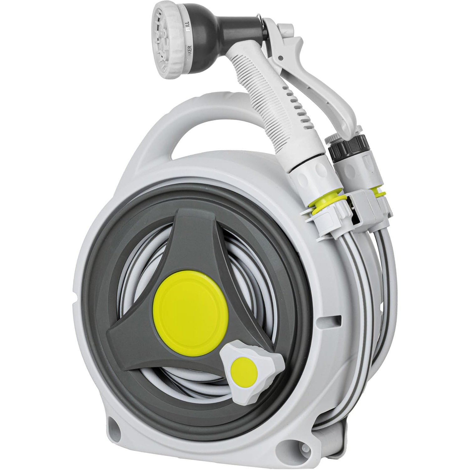 Vivo Technologies 15M Garden Hose Reel with 8 Adjustable Nozzles