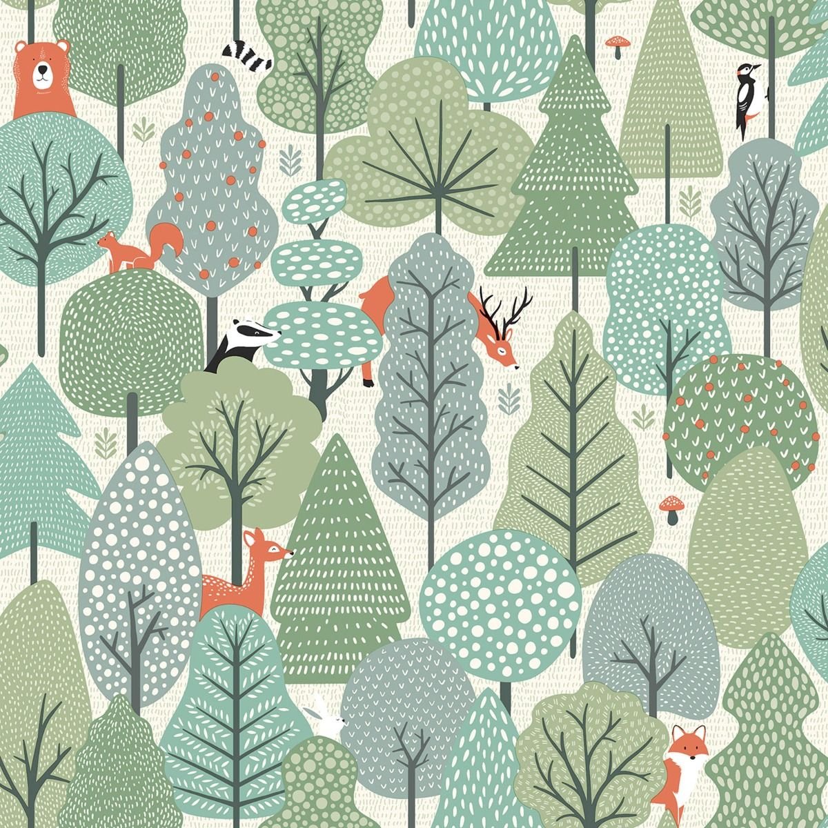 Muriva My Kingdom Wild Wood Textured Wallpaper - Green
