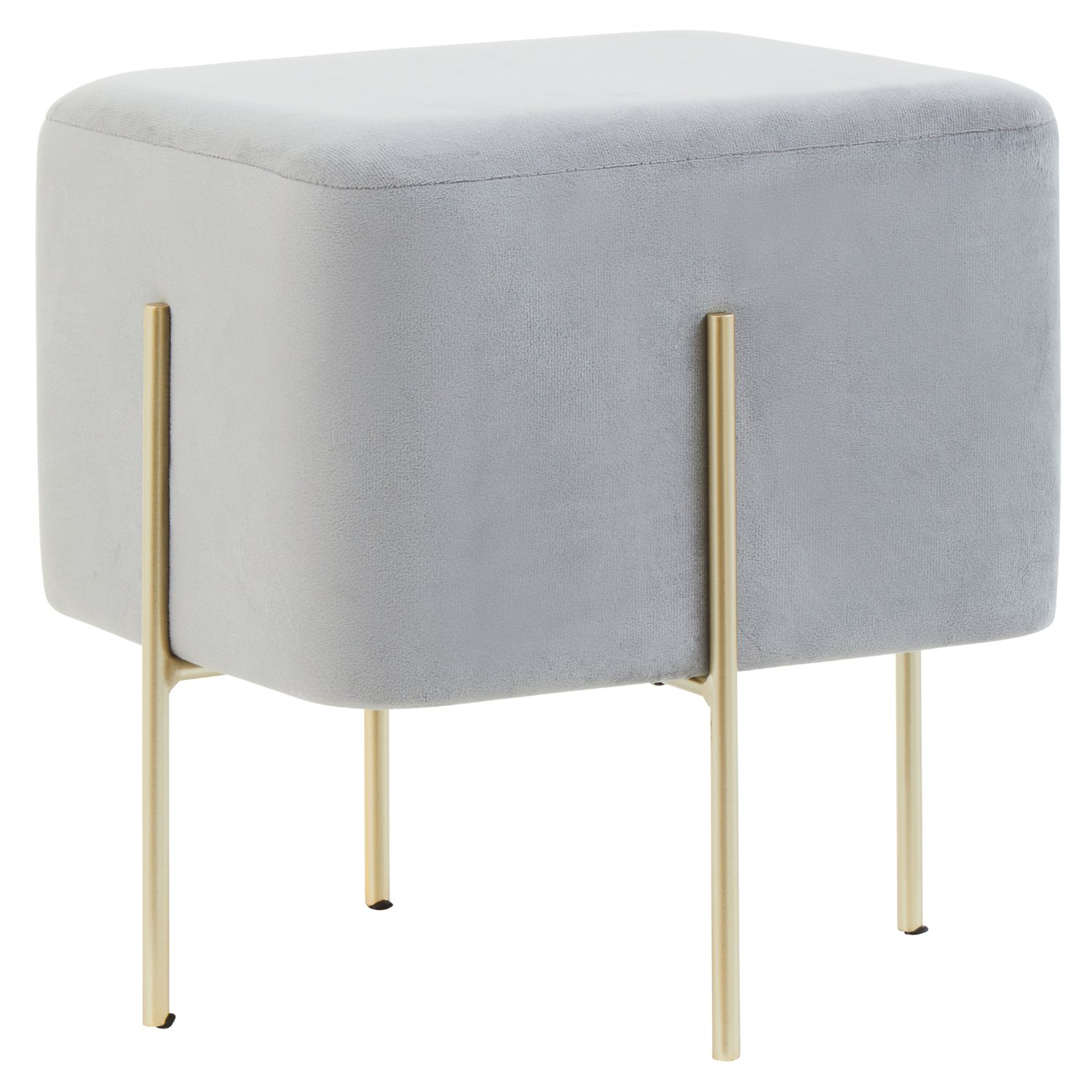 Orsina Hayes Velvet Square Stool – Grey & Gold