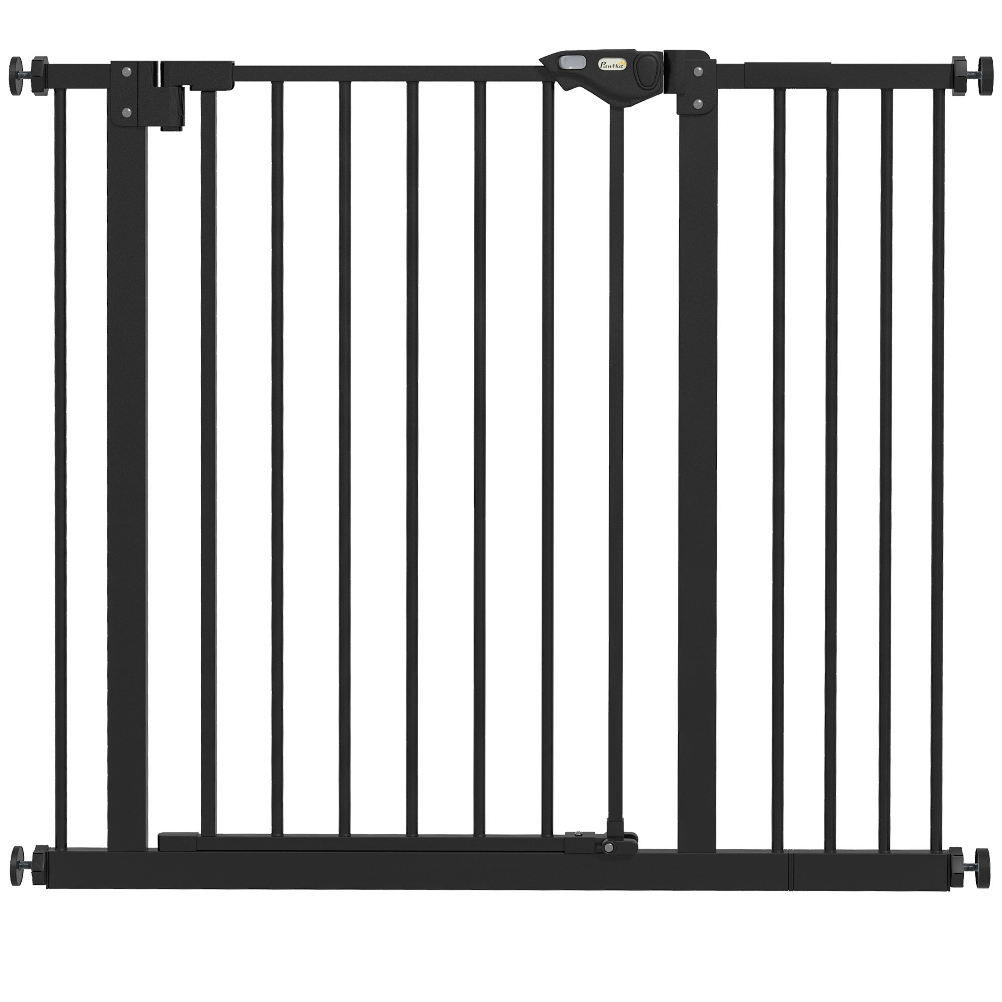 PawHut Pressure Mount 1-Extension Auto Closing Dog Gate - 74-94cm - Black